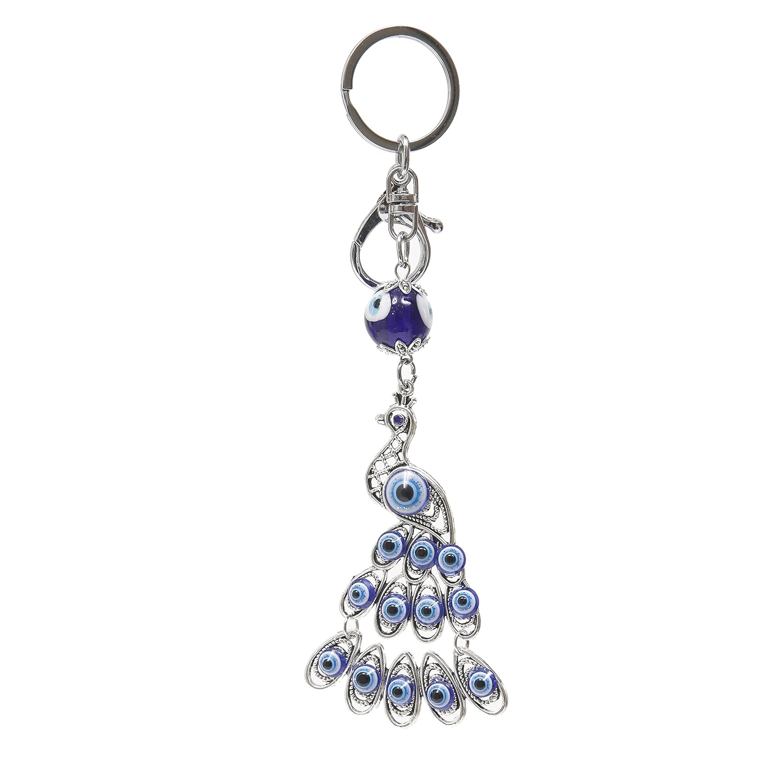 Ayoni Peacock Evil Eye Protection Good luck charm Metallic Keychain Keychain - Image 2