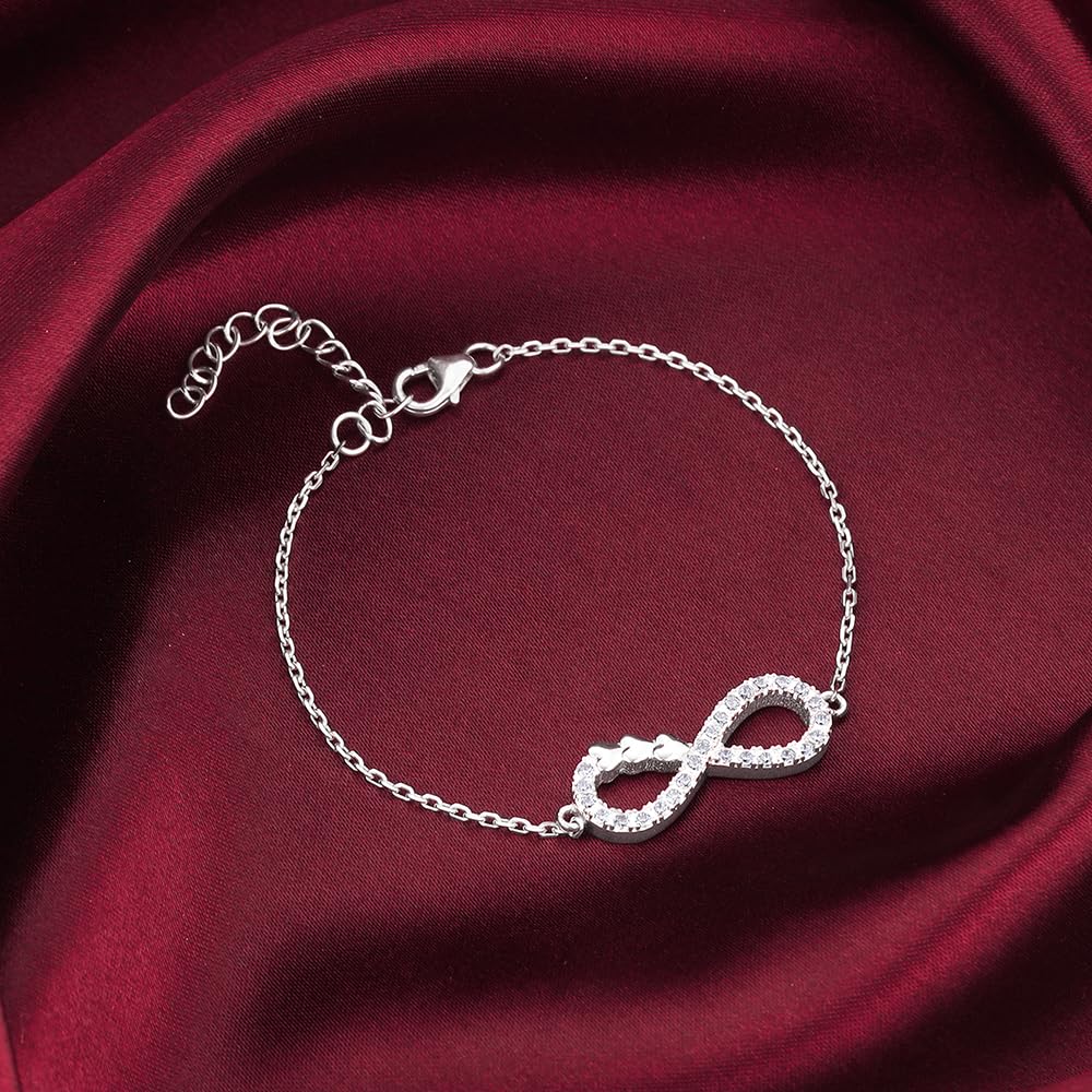 GIVA 925 Silver Rose Gold Infinity Pendant Necklace Ring Stud Earrings Toe Rings Anklet Bracelet Sets | Gifts for Women & Girls - Image 3