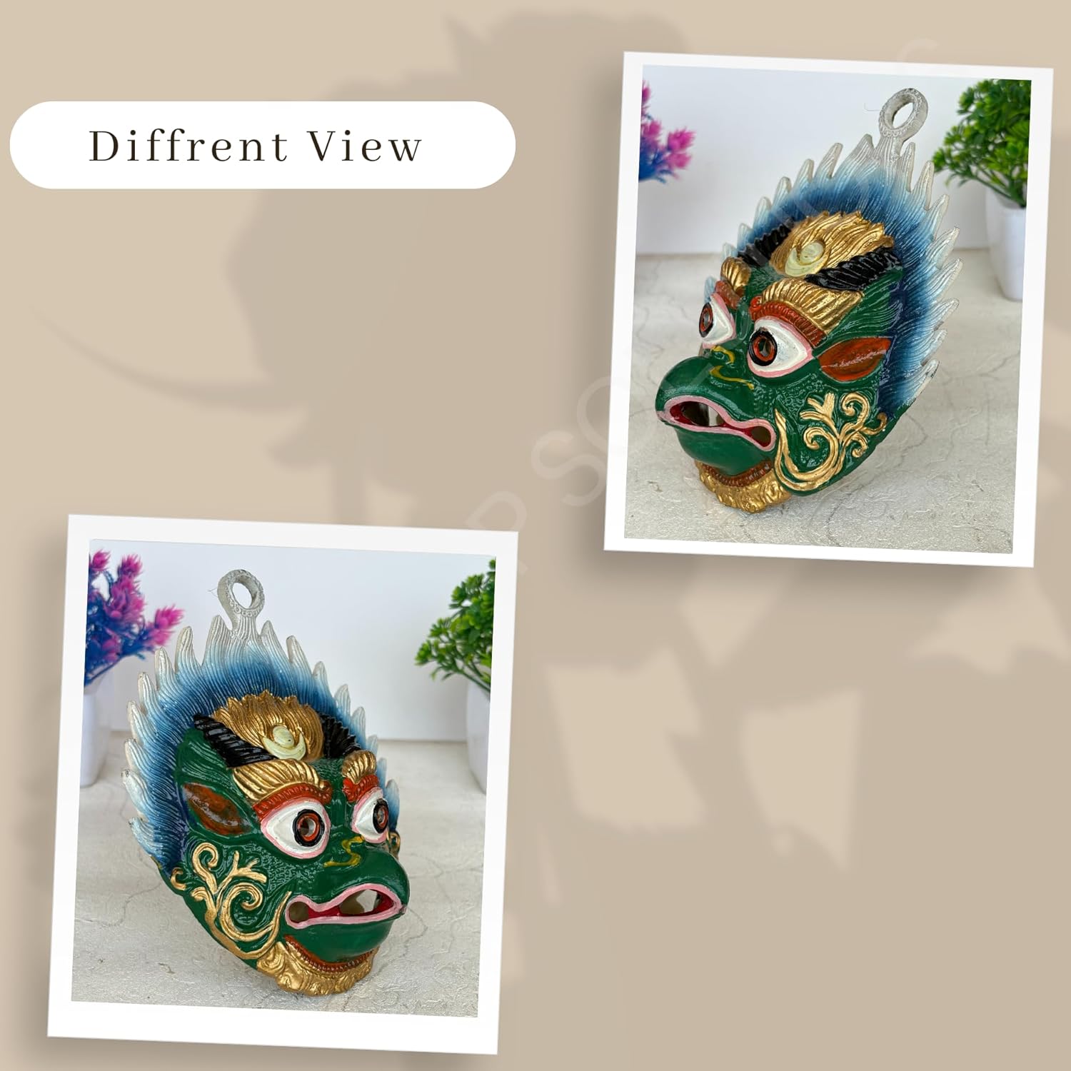Salvus APP SOLUTIONS Metal Garuda Wall Hanging Nazar Battu/Evil Eye Protector for Home, Office and Shop (Green_6x5 Inches) - Image 5