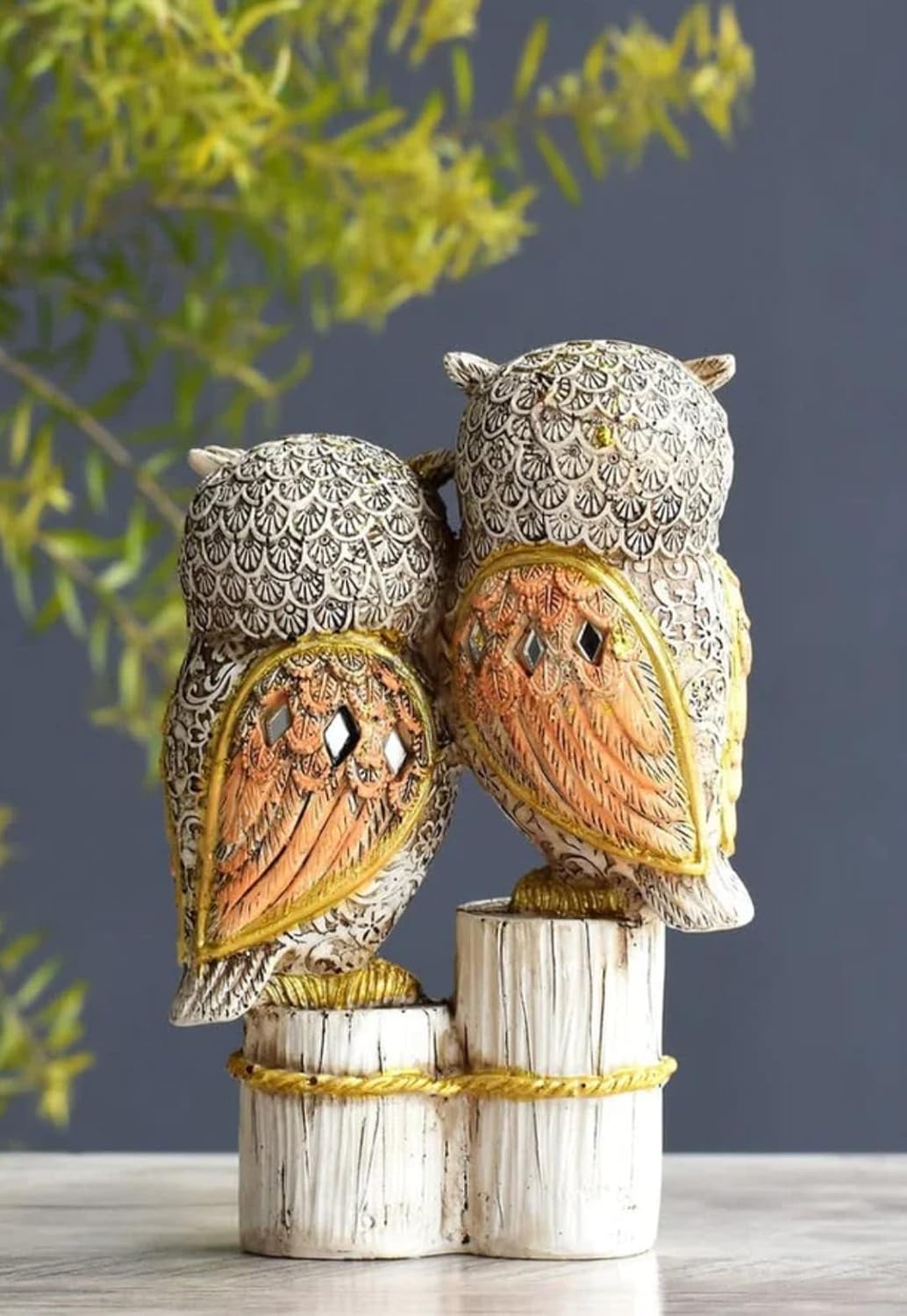 Owl Statue for Good Luck – 6 Inch Resin Figurine Antique Multicolour | Evil Eye |Owl Pair Showpiece for Home & Office Table Decor Gift Item (L-10 x W-5 x H-16 cm) - Image 6