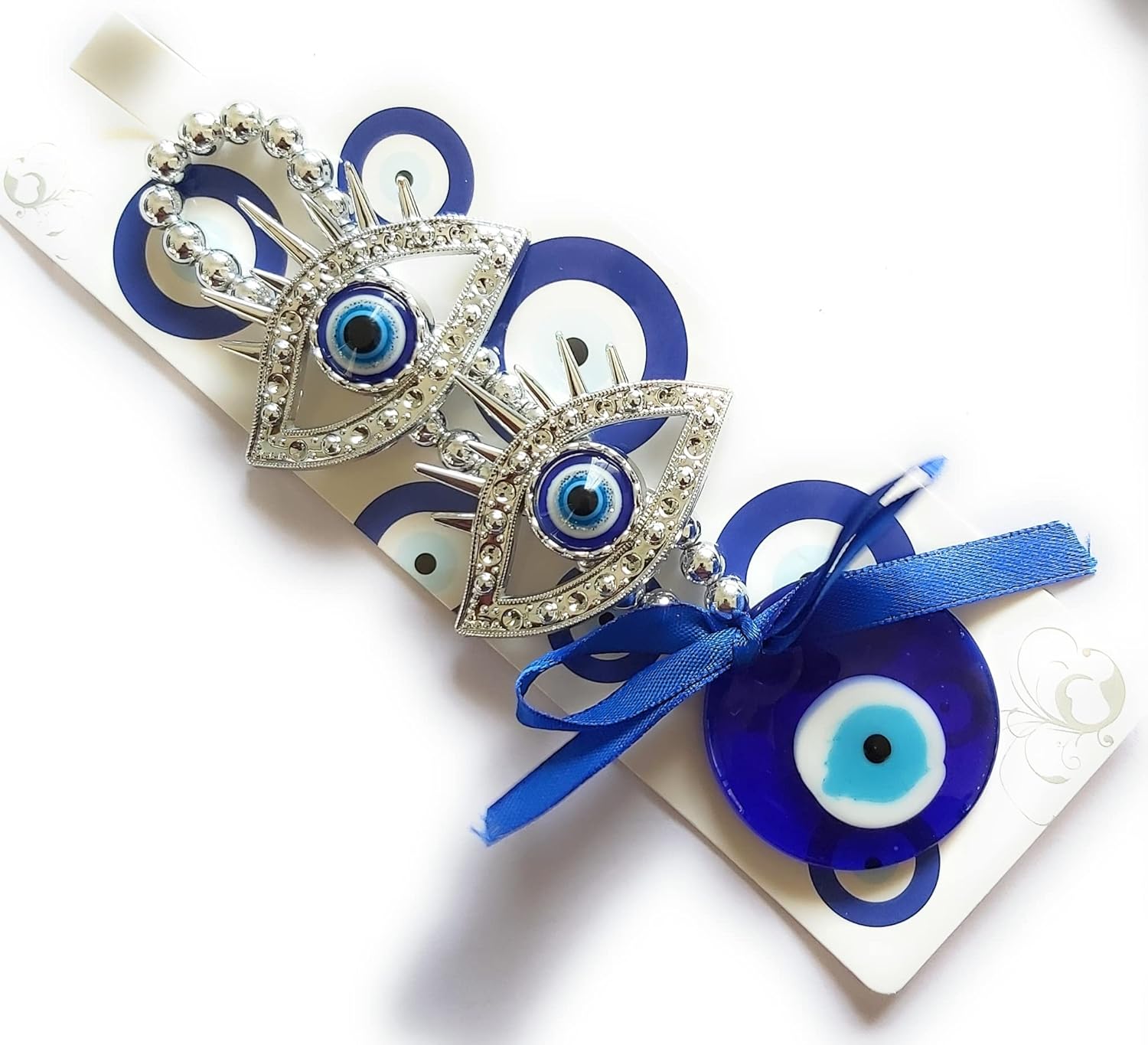 The Cube Mart Turkish Evil Eye Hanging for Home Protection, Prosperity, Charm & Luck, Evil Eye Charm for Home Entrance, Car, & Office, Evil Eye Wall Hanging, Blue (TCM- Double Eye) - Image 5