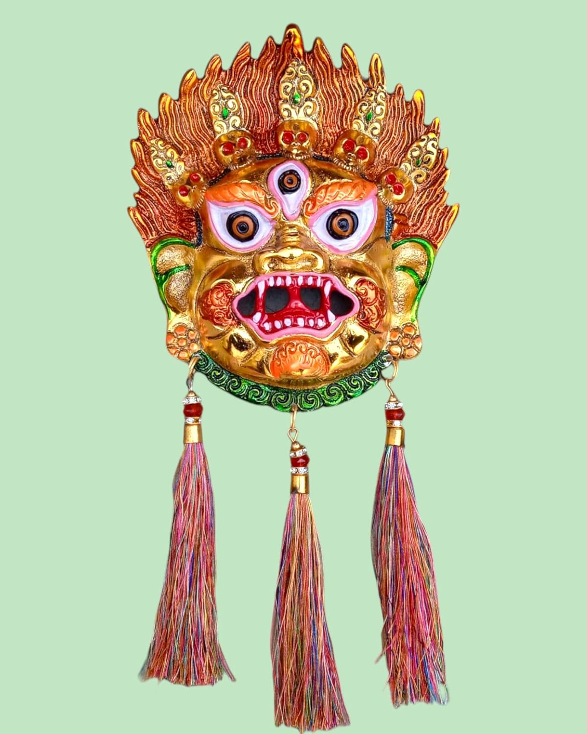 FLAIMYST Kirtimukha for Home Door in Aluminium Metal, Kirtimukha Wall Hanging for Home Decor, Nazar Battu Vastu & Traditional Indian Decor (Gold Multi) - Image 10