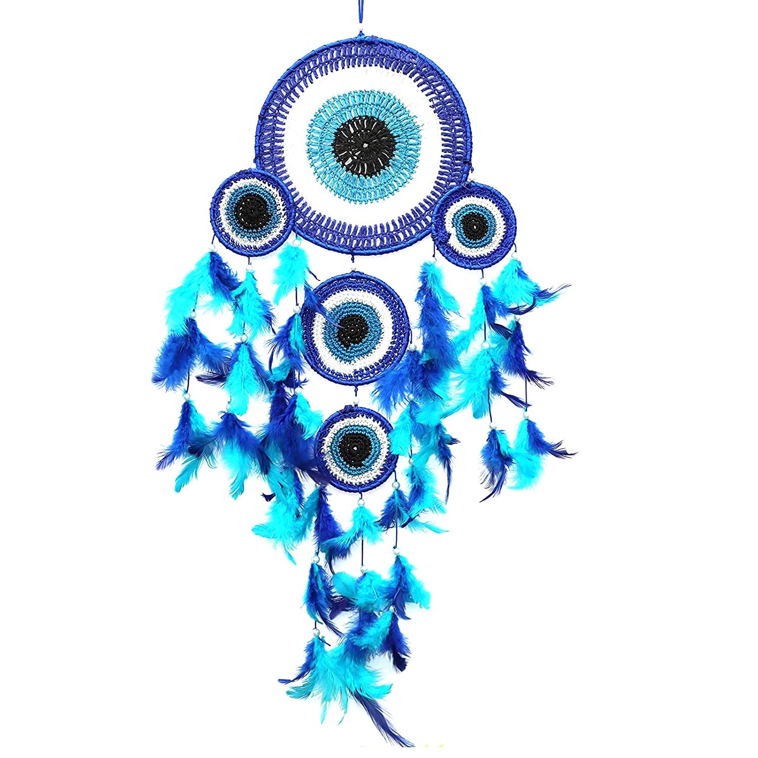 RPH Handicrafts Dream Catcher Evil Eye | Wall Hanging | for Bedroom | Hanging for Home & Office Decor (Medium 6 inch, Blue Evil Eye) - Image 2