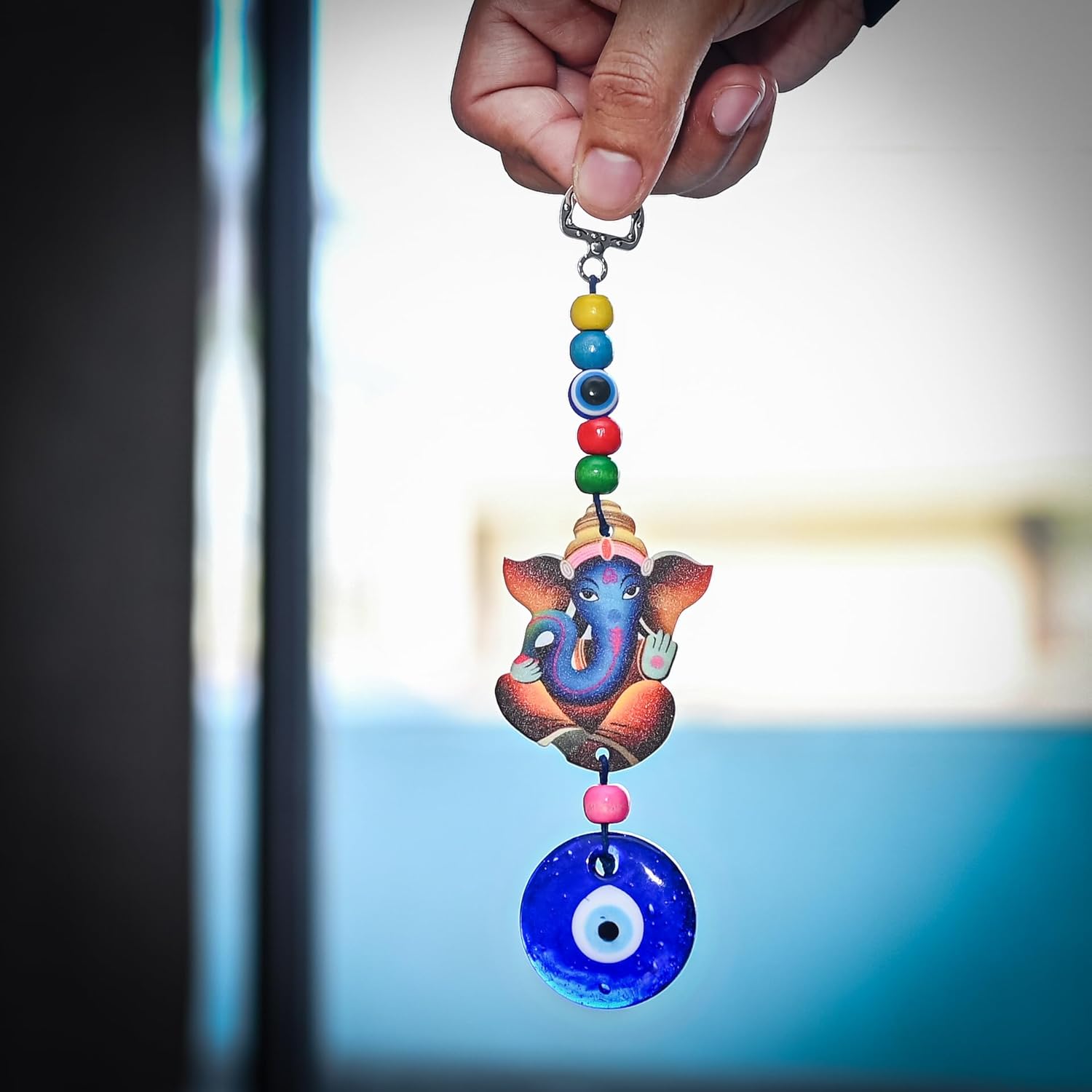 ZAICUS Evil Eye Ganesha Showpiece with Nazar Dosh Nivaran Yantra – Handcrafted Good Luck Charm for Home, Office, Car & Business | Decorative Amulet to Ward Off Negative Energy - Image 8