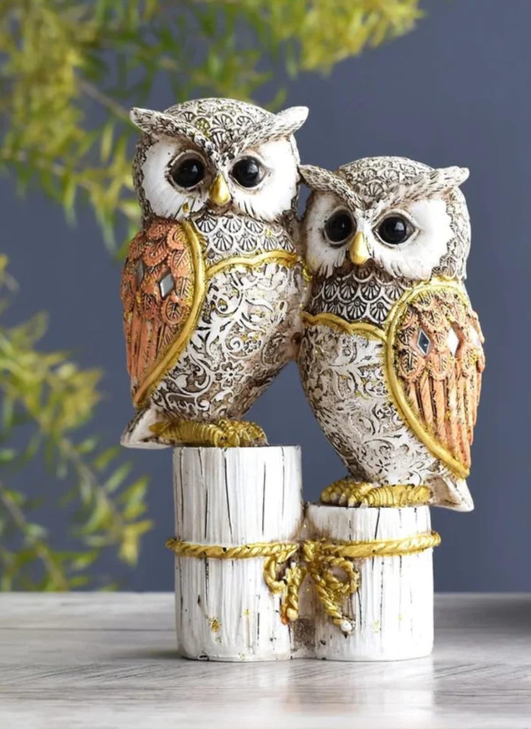 Owl Statue for Good Luck – 6 Inch Resin Figurine Antique Multicolour | Evil Eye |Owl Pair Showpiece for Home & Office Table Decor Gift Item (L-10 x W-5 x H-16 cm) - Image 3