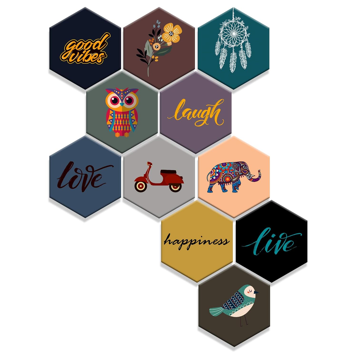 RAG28 Motivational Wooden Wall Decor (SPW3, Multicolour, Large) - Set of 11 - Image 2
