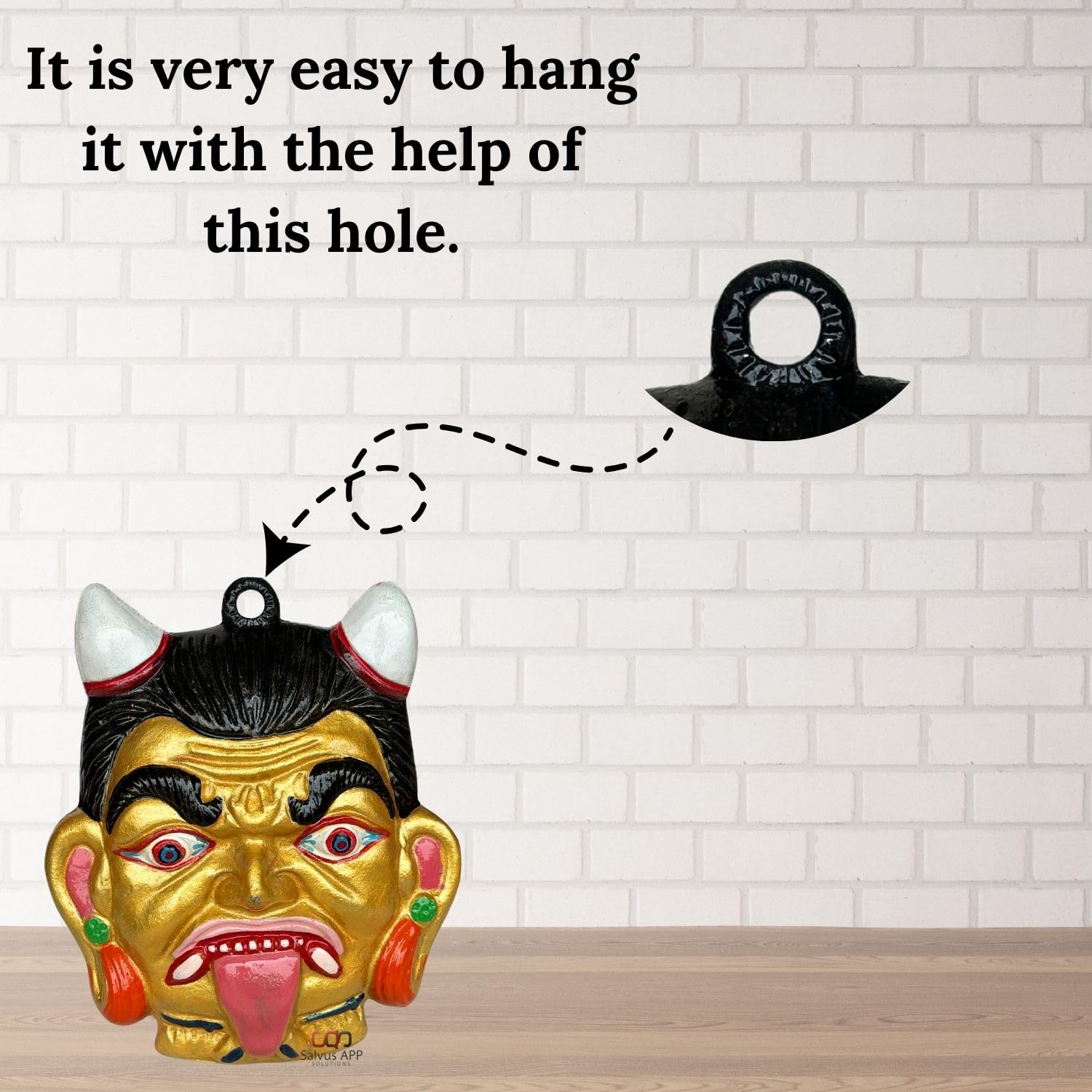 Salvus APP SOLUTIONS Metal Nazar Battu Wall Hanging Face Mask for Evil Eye Protection (Multicolour, Small) - Image 8