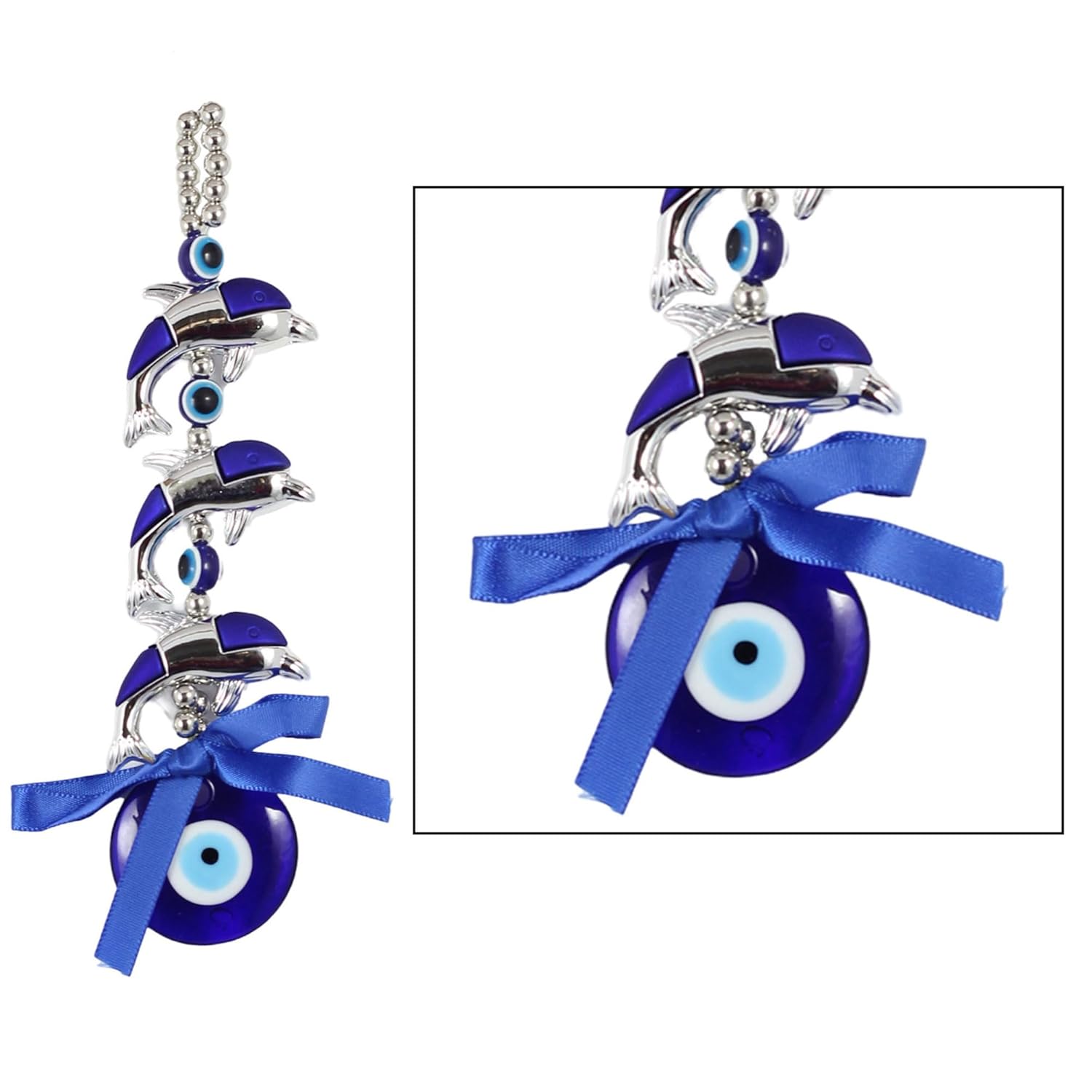 The Quirky Home - Feng Shui Vastu Small Evil Eye Hanging Talisman, Amulet or Nazar Battu Boncuga or Turkish Hamsa Good Luck Gift - Decorative Ornament for Home (Dolphin) - Image 7