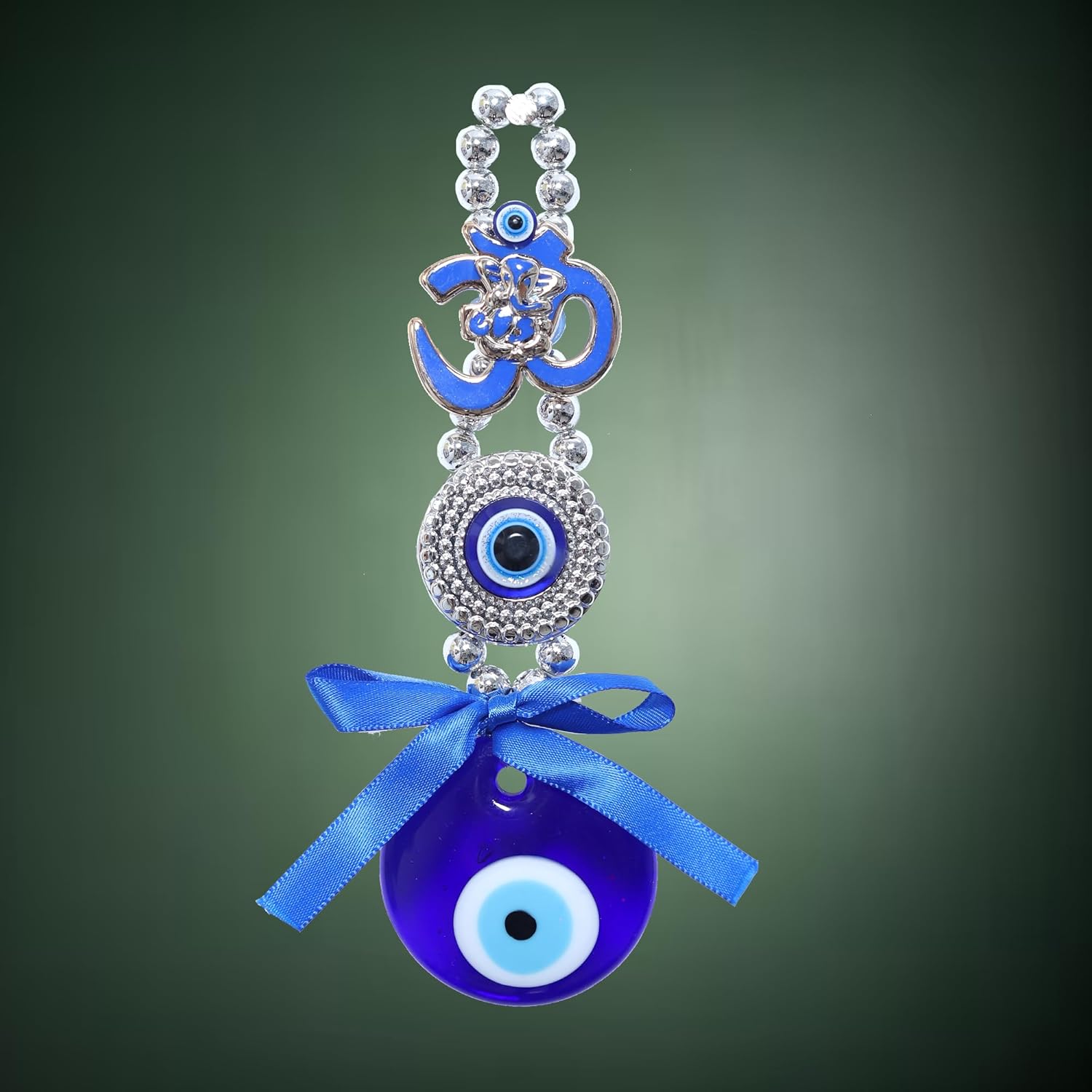 OM Evil Eye Wall Hanging for Car | Nazar Batu for Home Protection, Shop, Office and Home Entrance | Blue - Image 6