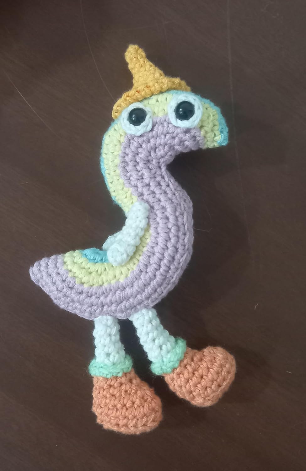 Handmade Crochet S character Keychain, Mint Green and Pink, Cute Amigurumi Character - Image 3