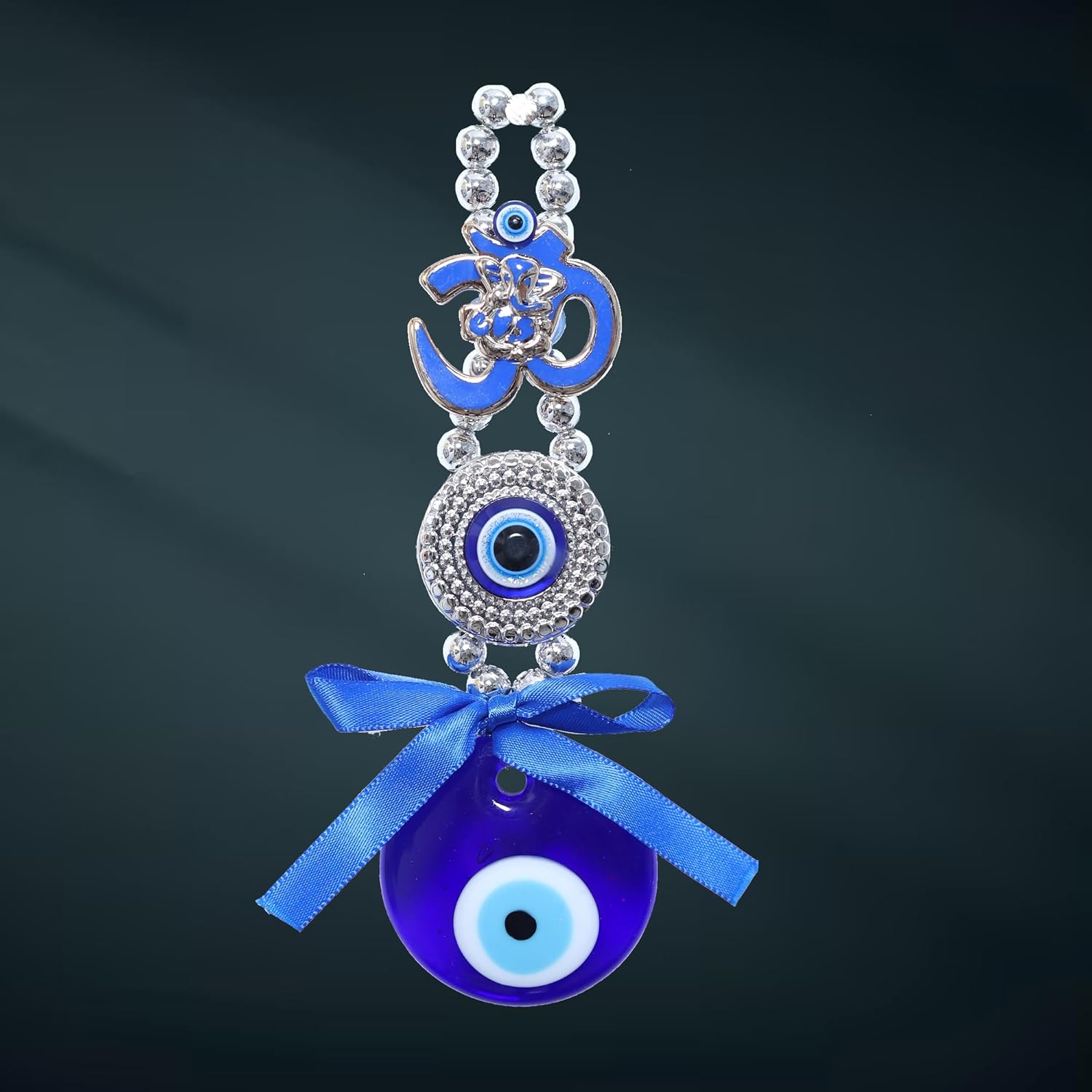 OM Evil Eye Wall Hanging for Car | Nazar Batu for Home Protection, Shop, Office and Home Entrance | Blue - Image 5