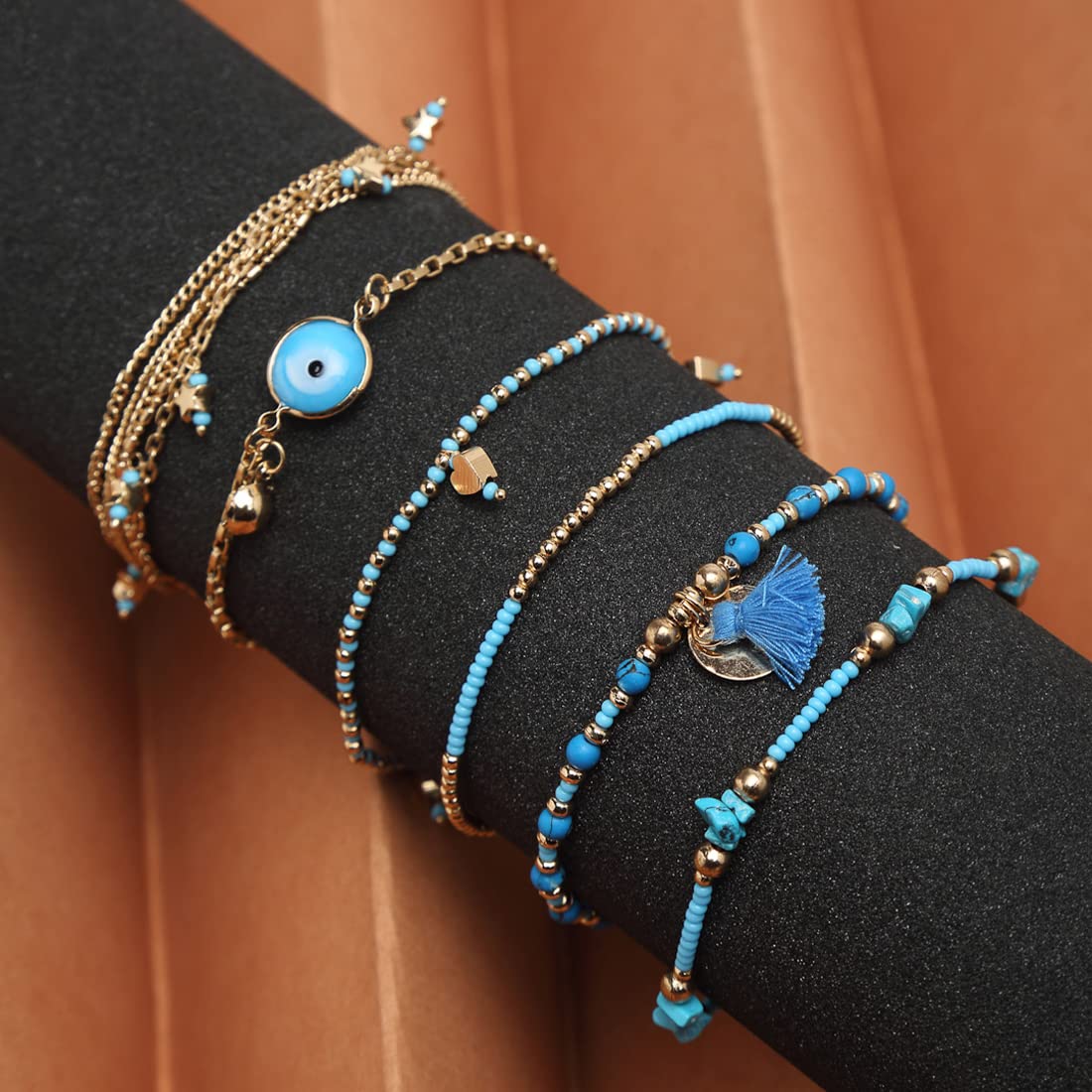 Evil eye metal chain charm baracelet set - Image 3