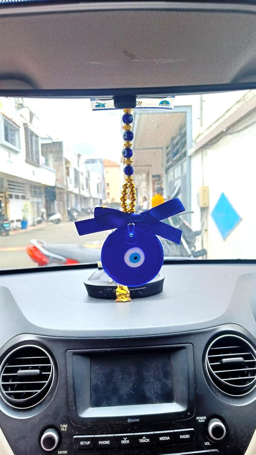 Denique Evil Eye Home Decor Turkish Hamsa Glass Greek Wall Hanging Home Decoration Ornament Nazar Battu Boncugu Amulet Charms Talisman Devil Eyes Protection,Gold Pearl (20 C.M) - Image 9