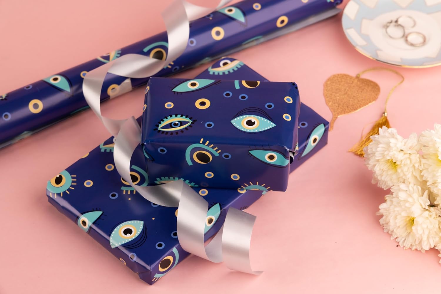 Be Stories The Evil Eye Colorful Design Wrapping/Laminated Art Paper Sheet 100 Gsm For Gift Packing For All Occasions Like Birthday, Diwali, Chirtsmas, 28 Inches X 20 Inches Of 5-Sheets,Purple - Image 2