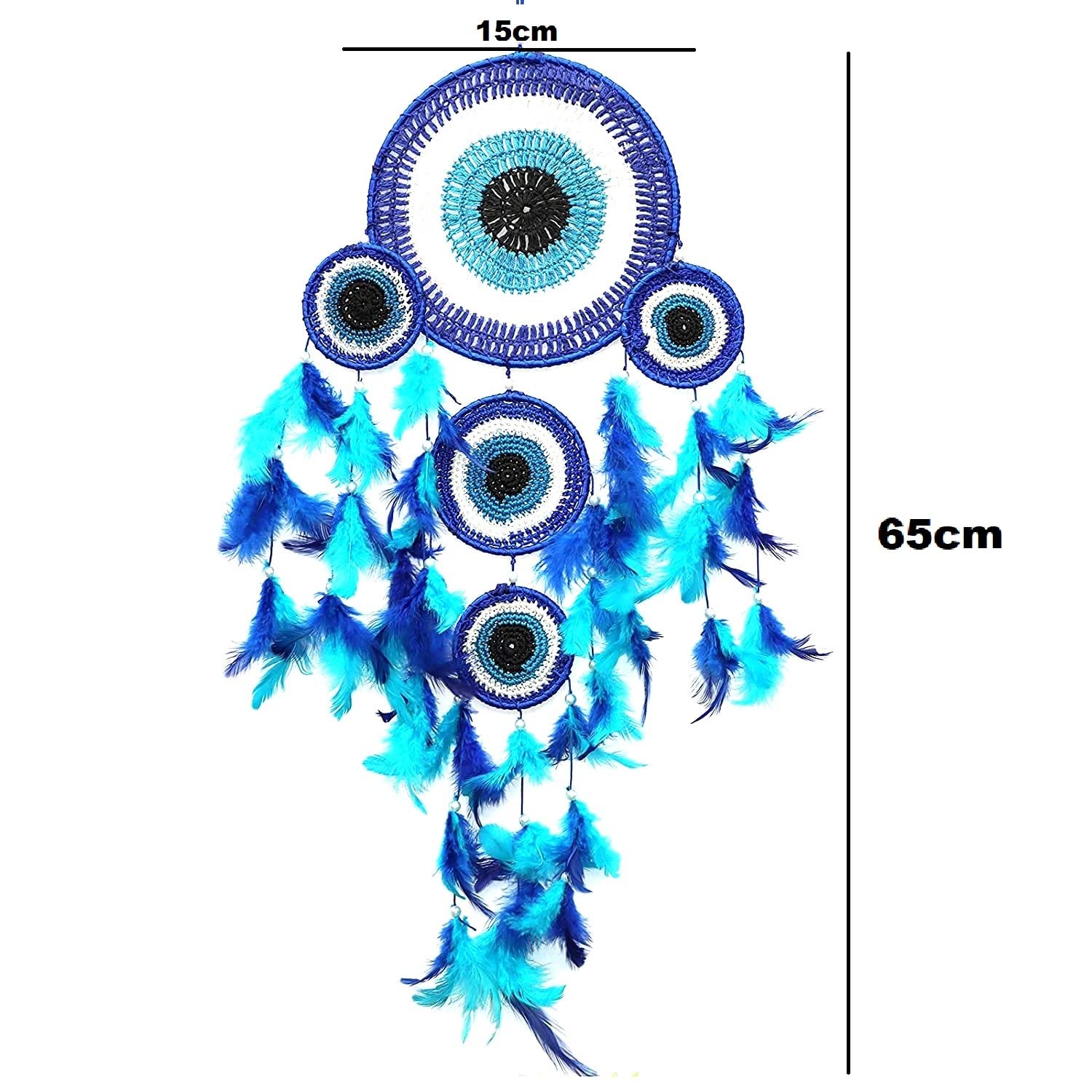 RPH Handicrafts Dream Catcher Evil Eye | Wall Hanging | for Bedroom | Hanging for Home & Office Decor (Medium 6 inch, Blue Evil Eye) - Image 3