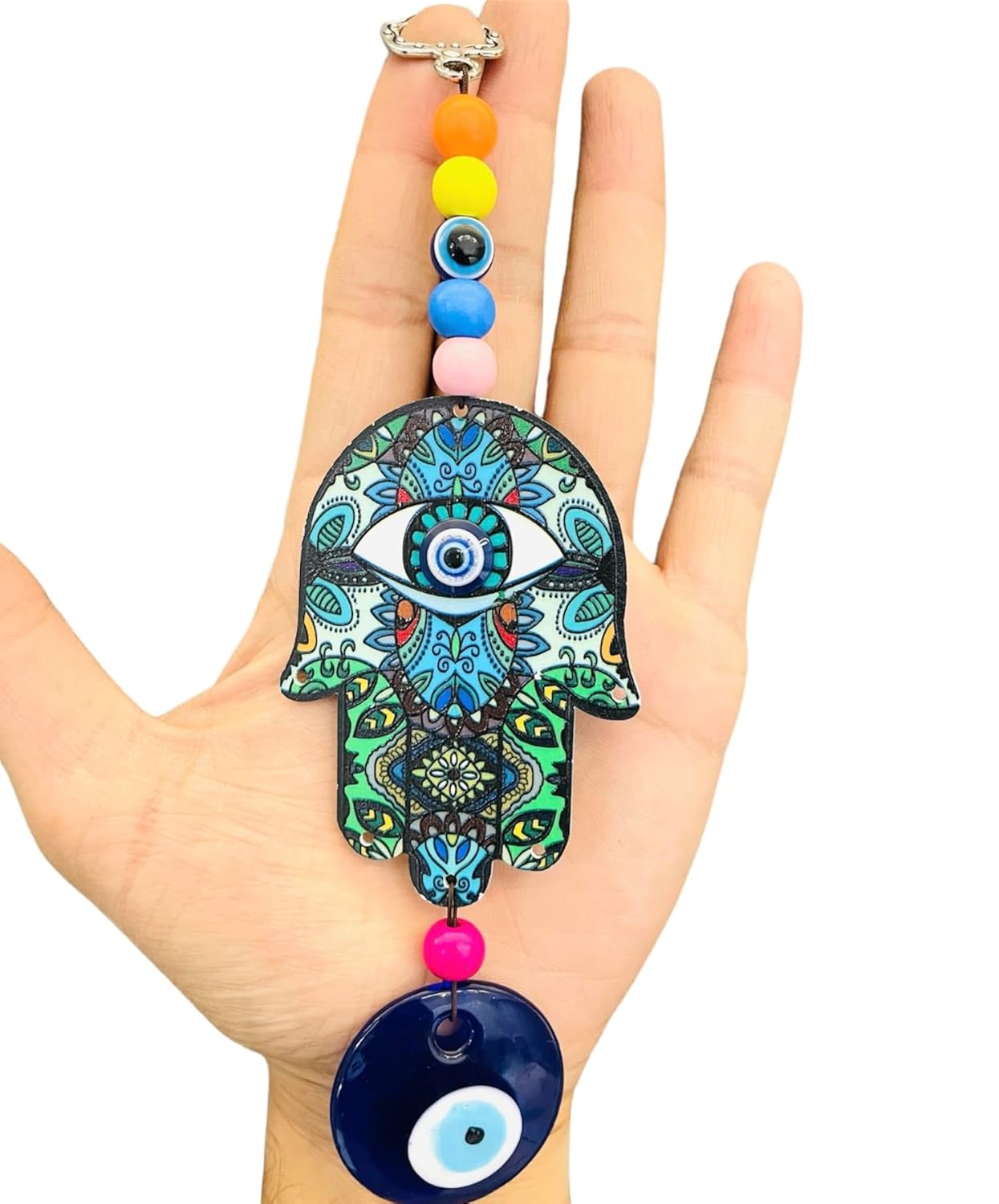 Ceramic Ws Hand Design Evil Eye Hanging For Home Or Office For Positive Energy | Bad Energy Protector | Give Protection Good Luck Positivity Prosperity | Home Decor (20X6 Cm),Blue - Image 2