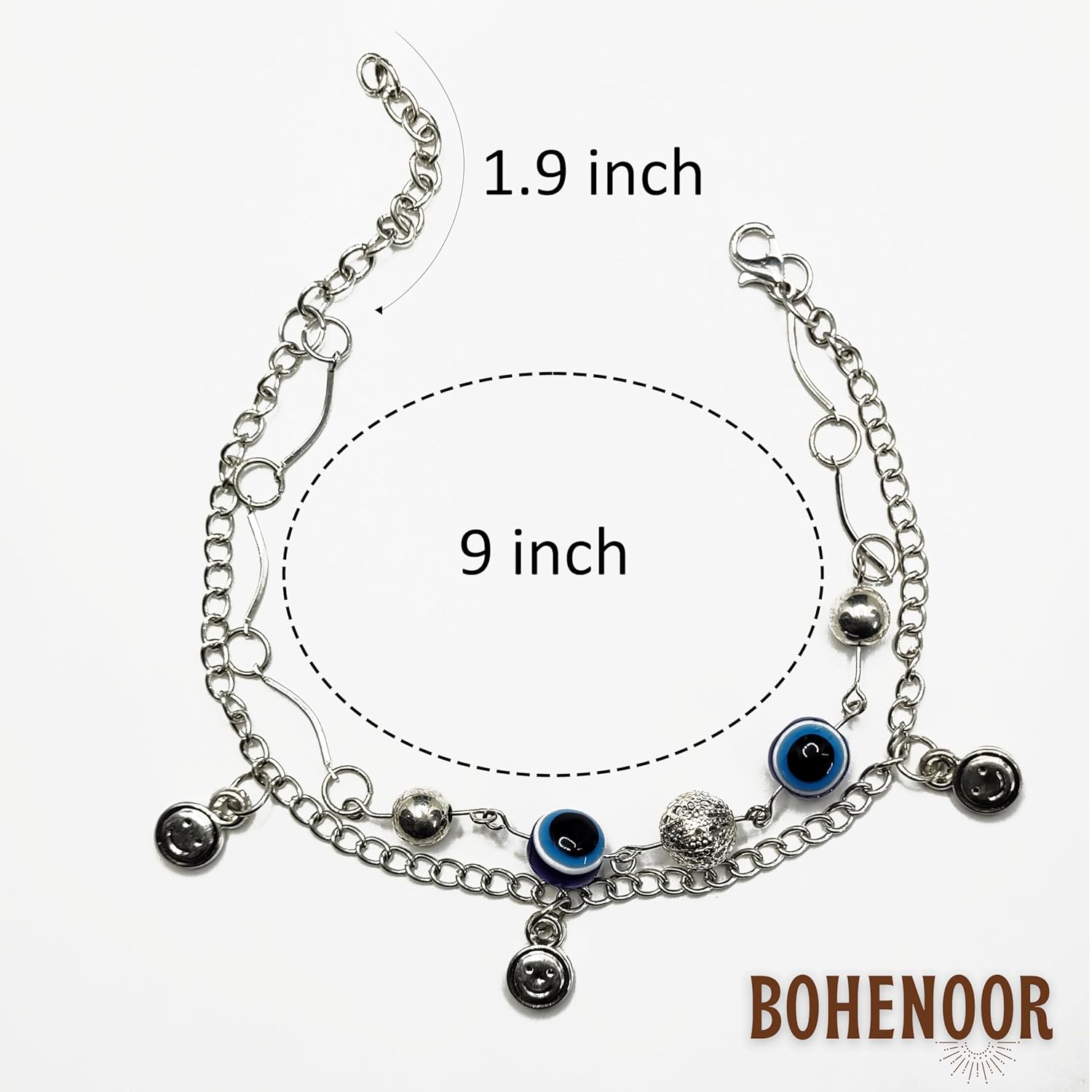 BOHENOOR Evil Eye Anklet Bracelet for Girls | Fancy Nazar Battu Anklet with Adjustable Length - Image 5