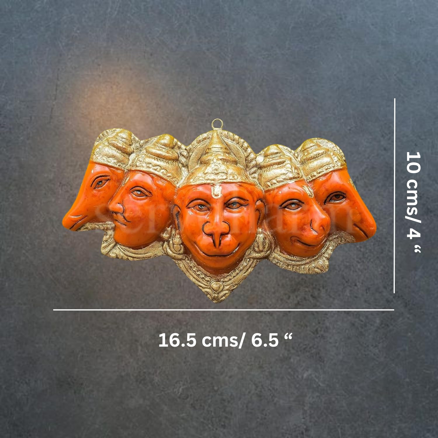 Servdharm Polyresin Panchmukhi Hanuman Ji Murti Statue for Door Entrance| Statue for Home Decor, Gifting, Protection from Evil Eye, 17.6 cms Wide (Orange) - Image 5