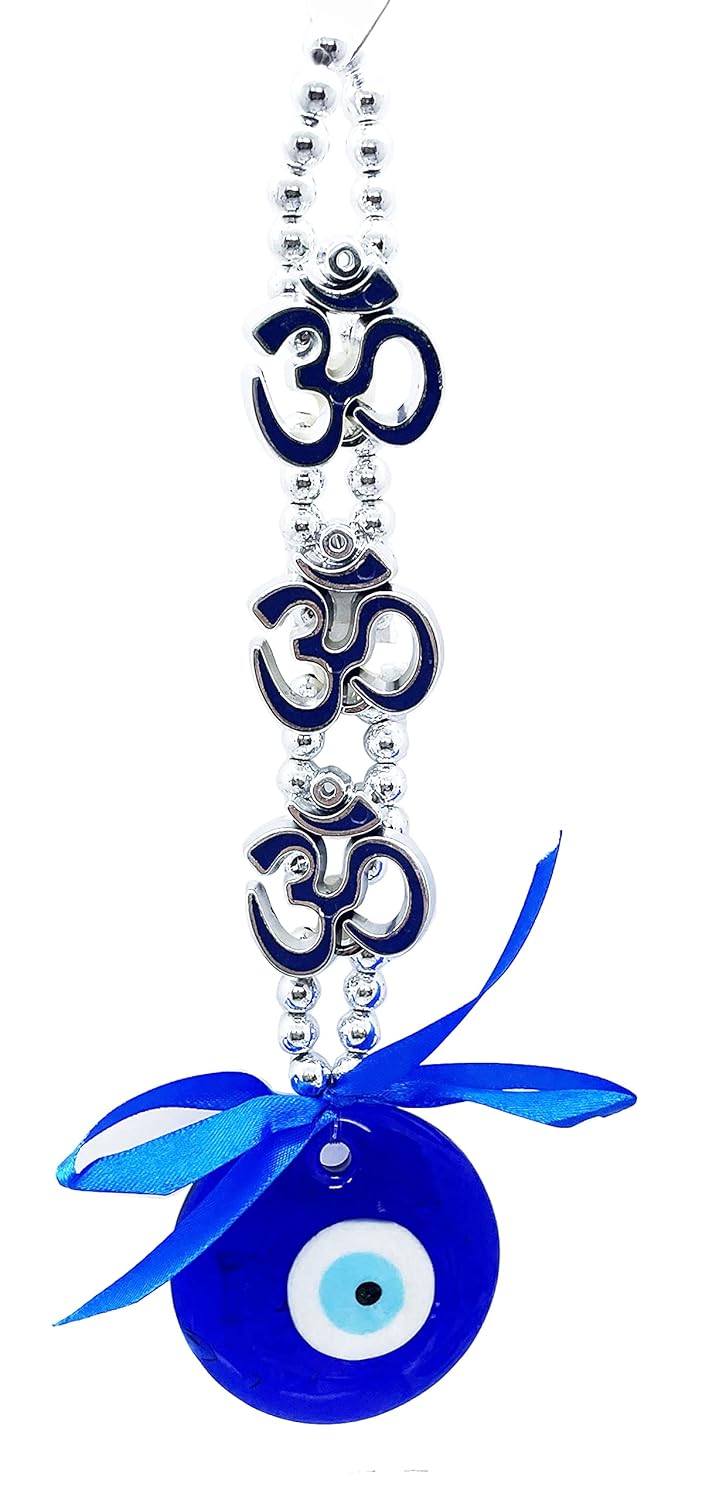 Natchcart Decorative Blue Set of 1 Three Om Turkish Evil Eye Hanging for Home Protection, Good Luck Charm and Prosperity, Interior Wall Hanging Showpiece (FS-2654 Evil Eye) - Image 2