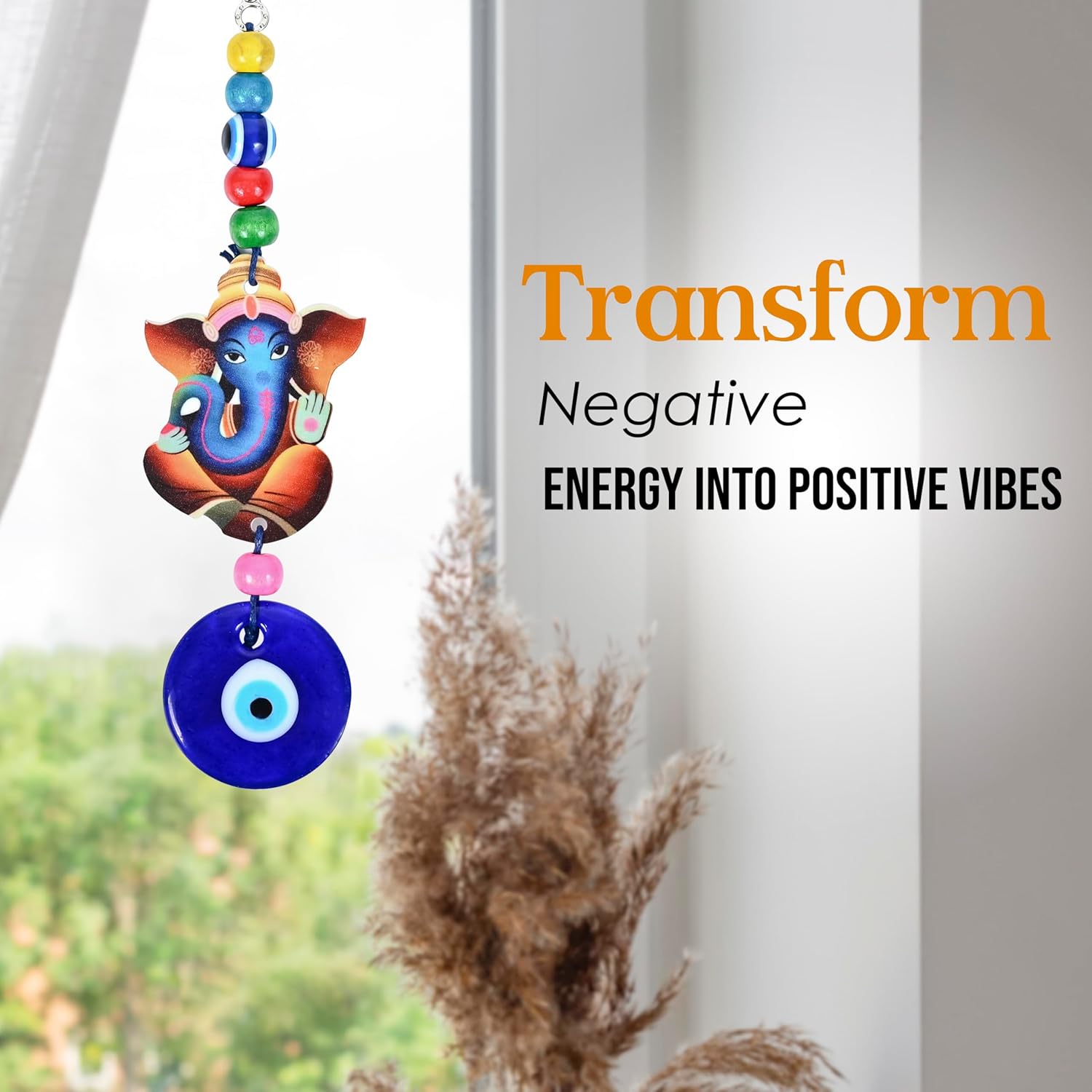 ZAICUS Evil Eye Ganesha Showpiece with Nazar Dosh Nivaran Yantra – Handcrafted Good Luck Charm for Home, Office, Car & Business | Decorative Amulet to Ward Off Negative Energy - Image 4