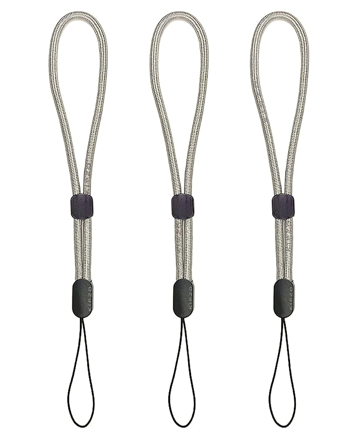 KIPZO® Pack of 3 Grey hand Wrist Lanyards Adjustable strap holder for cell phone Cover case key ring Pen drive Charm grip DIY string cord thread nylon rope charms Wristlet for camera bags speaker - Image 2