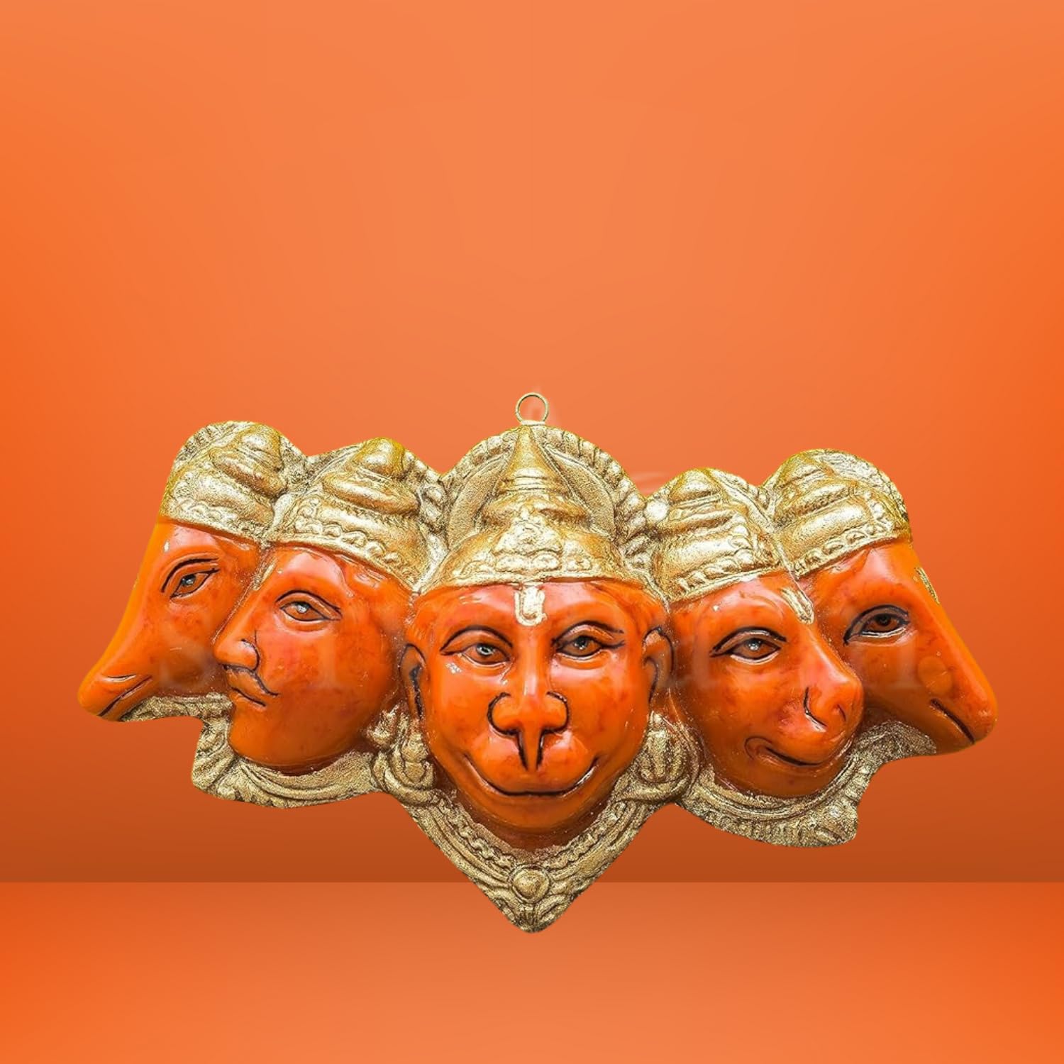 Servdharm Polyresin Panchmukhi Hanuman Ji Murti Statue for Door Entrance| Statue for Home Decor, Gifting, Protection from Evil Eye, 17.6 cms Wide (Orange) - Image 2
