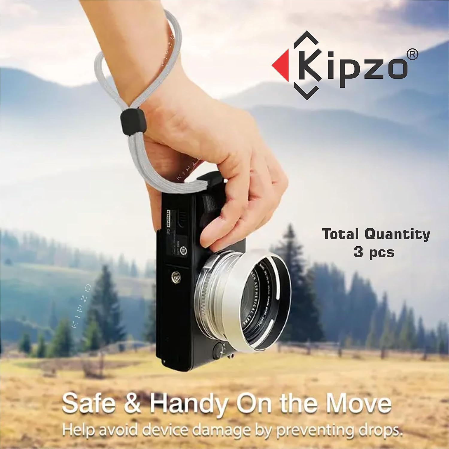 KIPZO® Pack of 3 Grey hand Wrist Lanyards Adjustable strap holder for cell phone Cover case key ring Pen drive Charm grip DIY string cord thread nylon rope charms Wristlet for camera bags speaker - Image 7