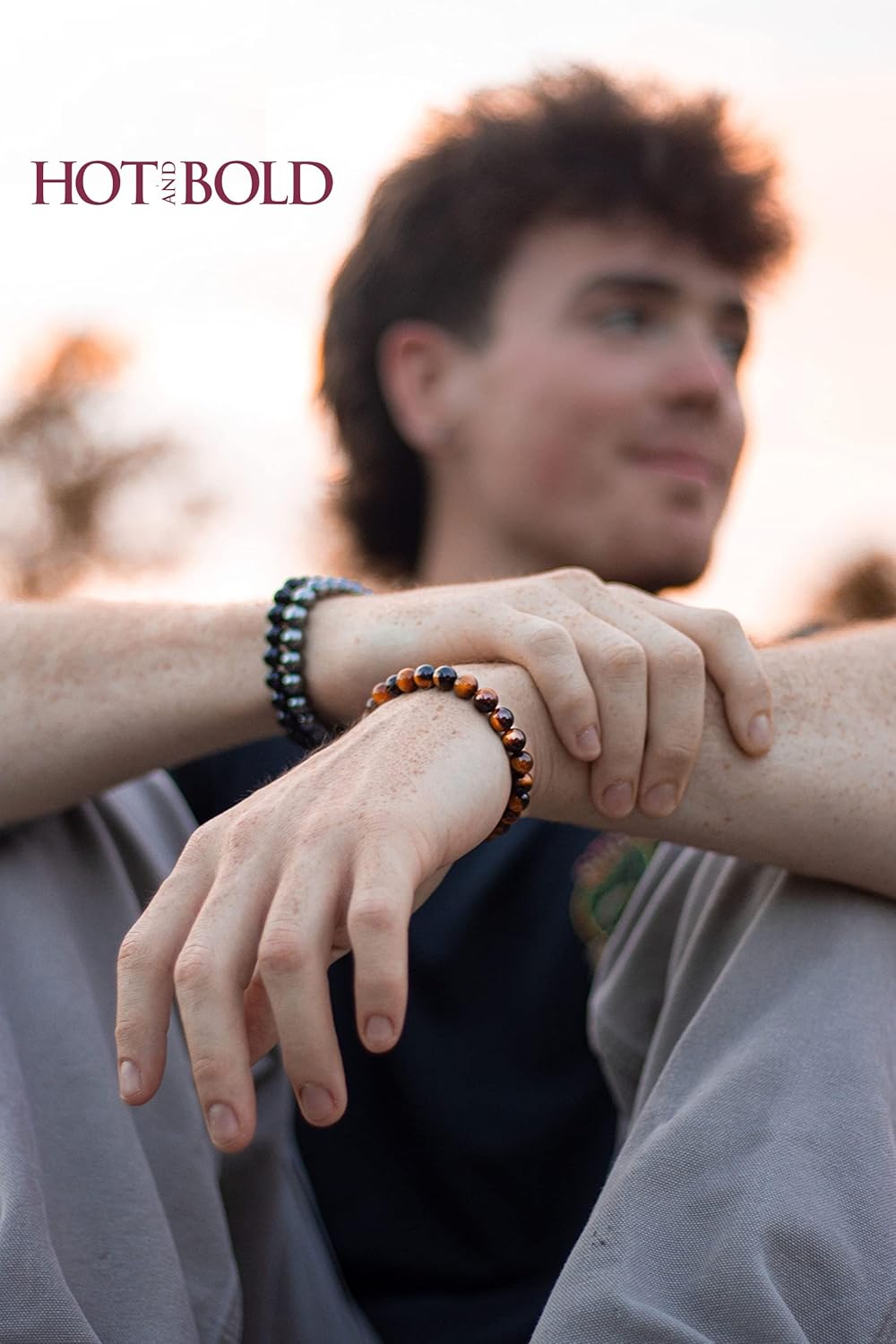 Hot And Bold Unisex-Adult Natural Stone Bead Evil Eye Couple Combo Bracelet Set With Certificate - Embrace Harmony, Protection, And Positive Energy Together (Tiger Eye & Black Agate) - Image 5