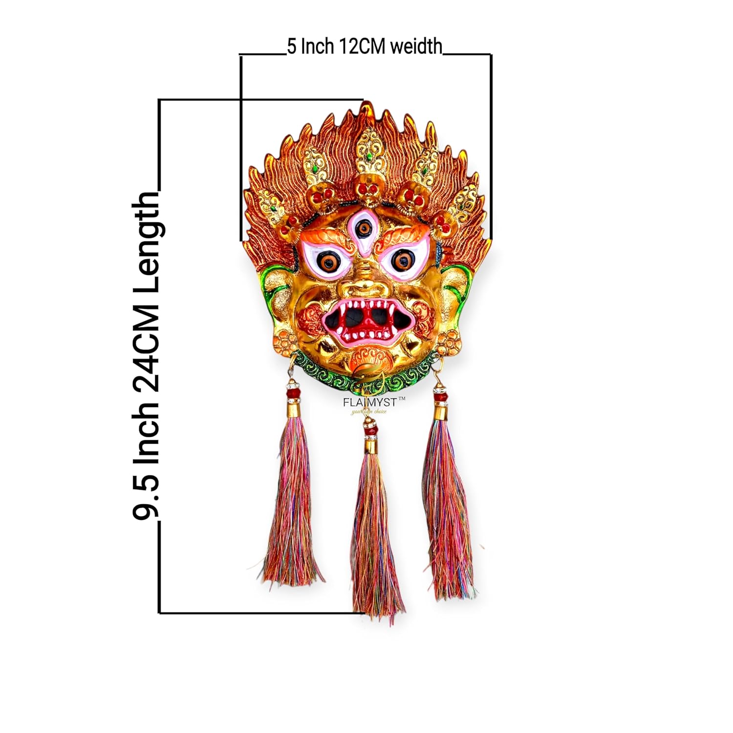 FLAIMYST Kirtimukha for Home Door in Aluminium Metal, Kirtimukha Wall Hanging for Home Decor, Nazar Battu Vastu & Traditional Indian Decor (Gold Multi) - Image 3