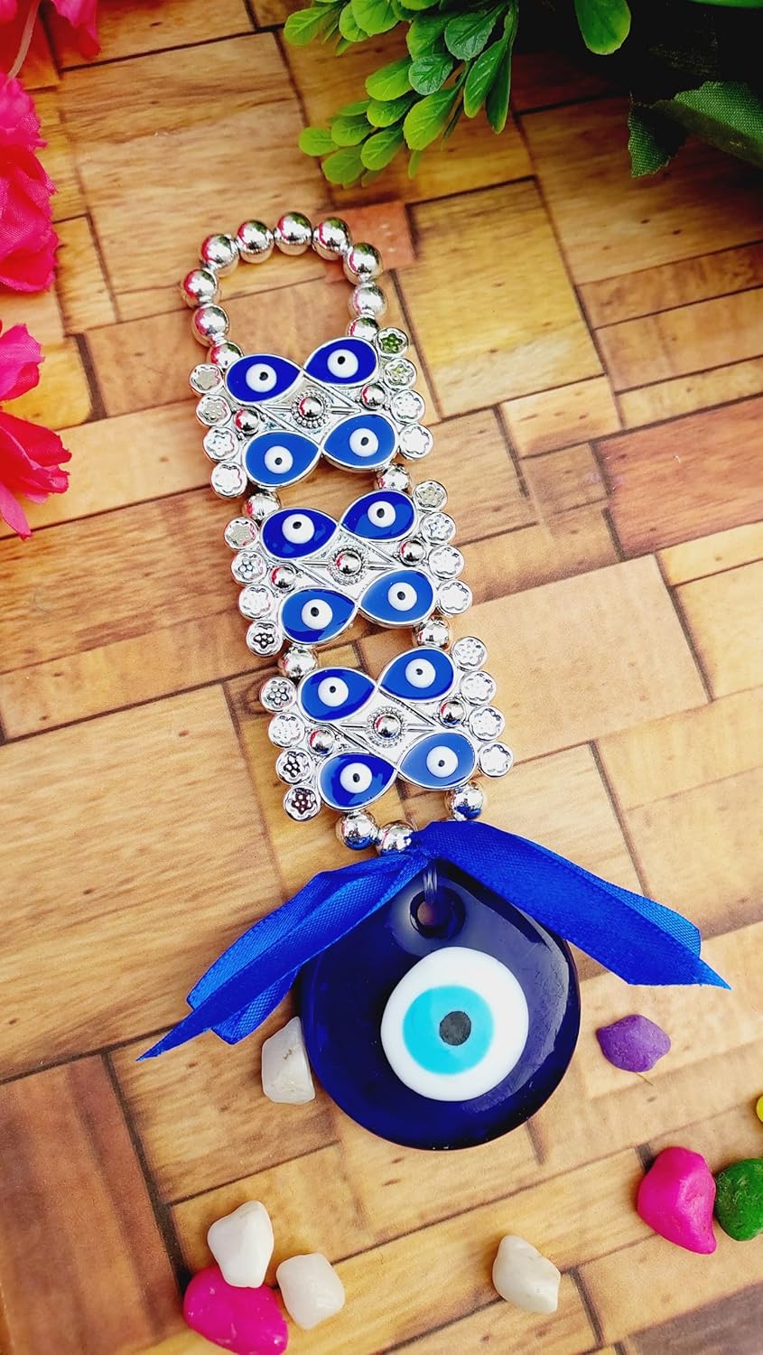 ART FLAUNTS Evil Eye Hanging for Home, Om Nazar Battu for Home Protection, Shop, Office and House Main Entrance Door (Blue Eyes) - Image 2