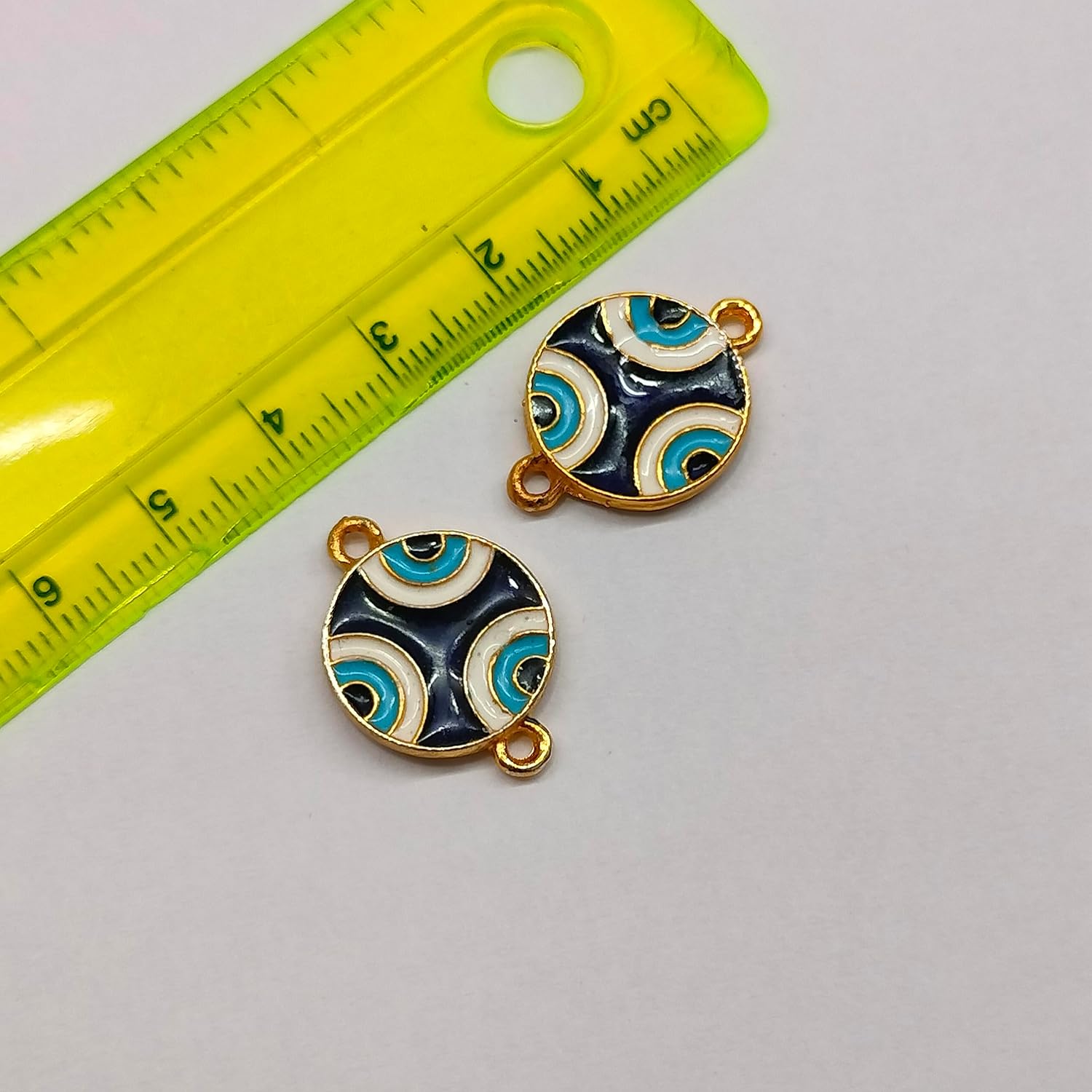 Jaipri Navy Blue Evil Eye Charms, Connectors, Findings for DIY Necklace Bracelet Jewellery and Rakhi Making (22x16mm 8 PCS) - Image 3
