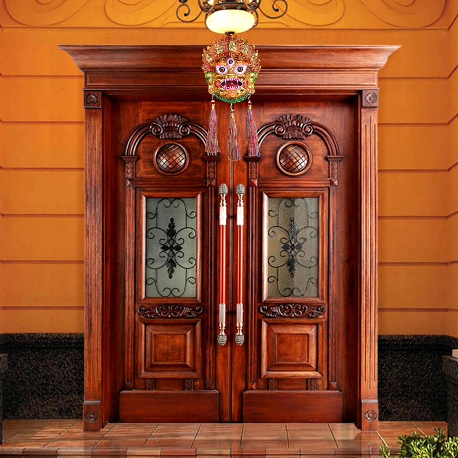 FLAIMYST Kirtimukha for Home Door in Aluminium Metal, Kirtimukha Wall Hanging for Home Decor, Nazar Battu Vastu & Traditional Indian Decor (Gold Multi) - Image 4