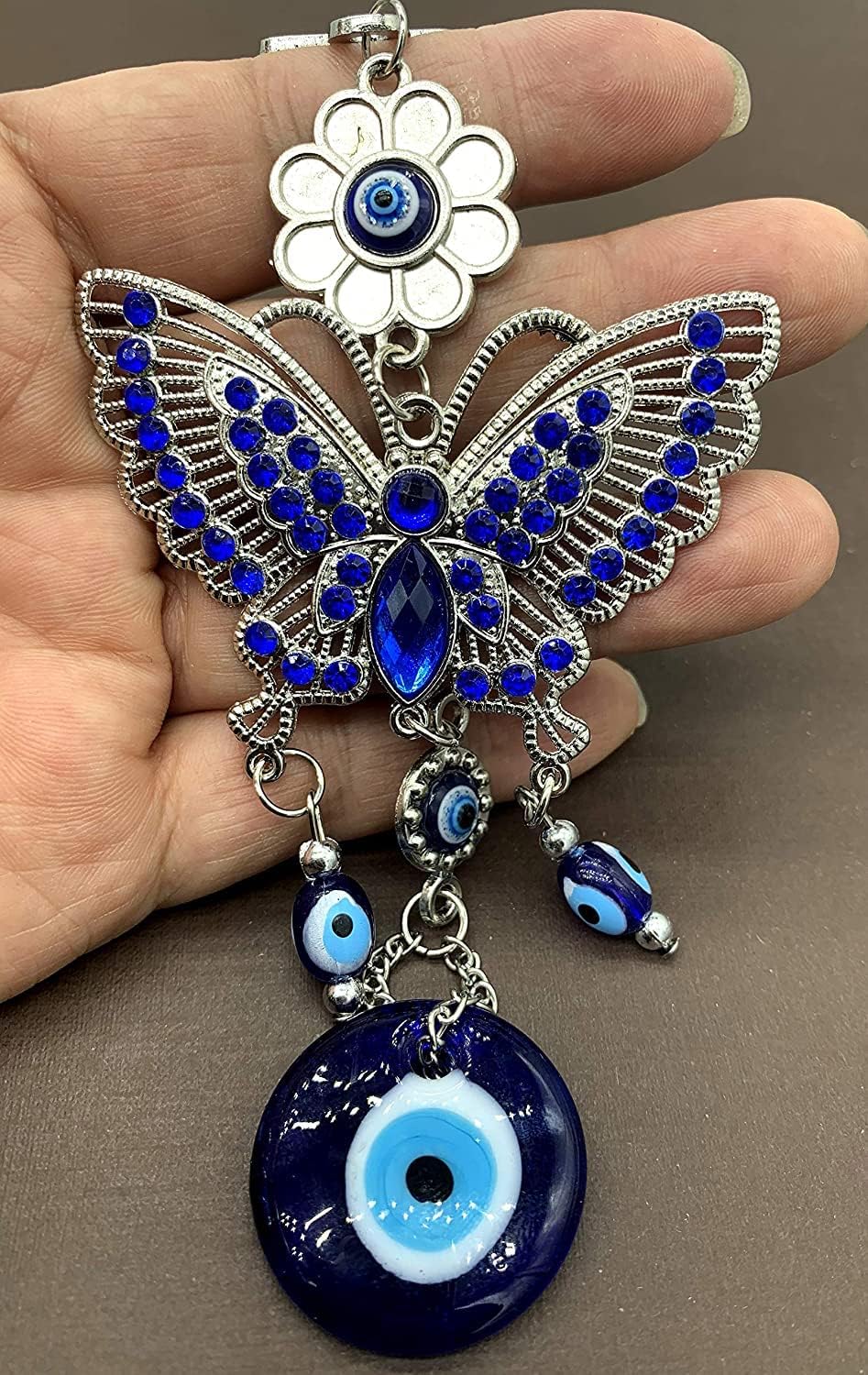 BLUE BEADS Turkish Feng Shui Vastu Blue Glass Evil Eye Hanging/Door Hanging Nazar Batu for Protection and Good Luck - Perfect for Gifting Home or Office (BUT01) - Image 3