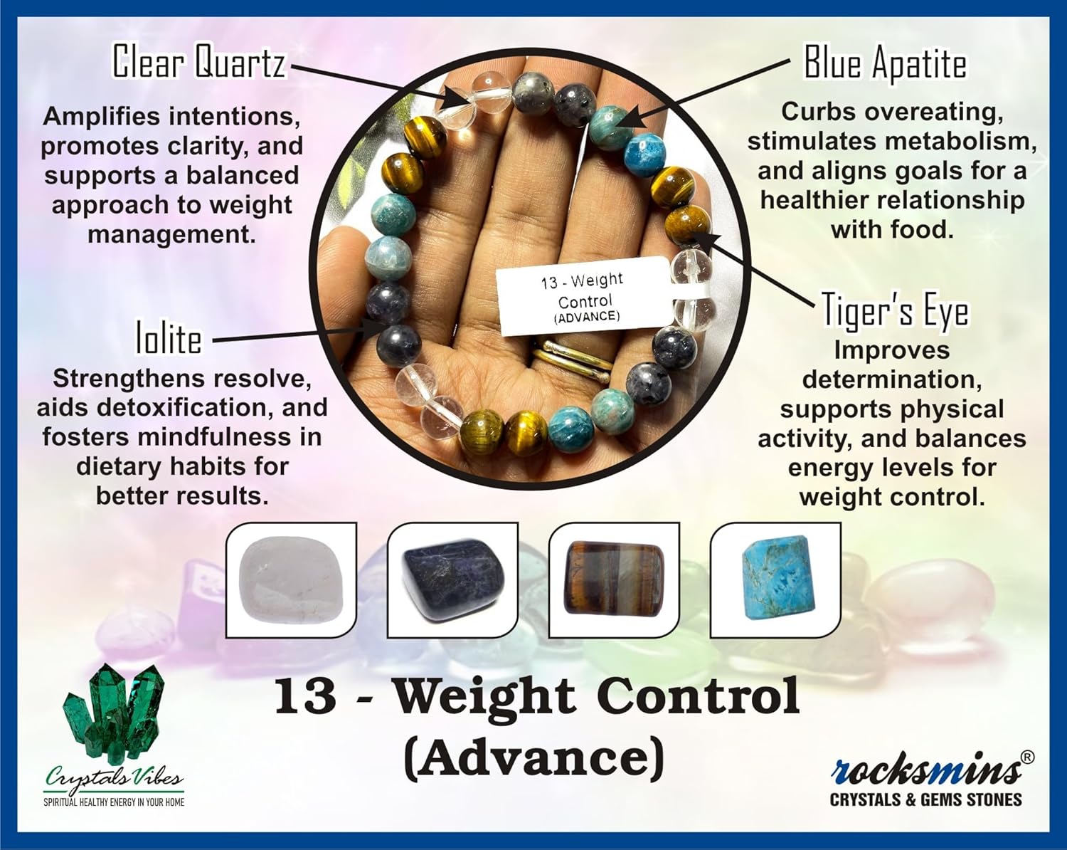 rocksmins Remedies Bracelet Advance Natural Original Crystal Real Stone Reiki Crystal Healing Positive Energy Attraction Stylish for Men Women Boy Girl Unisex 8mm Beads Stretchable - Image 3