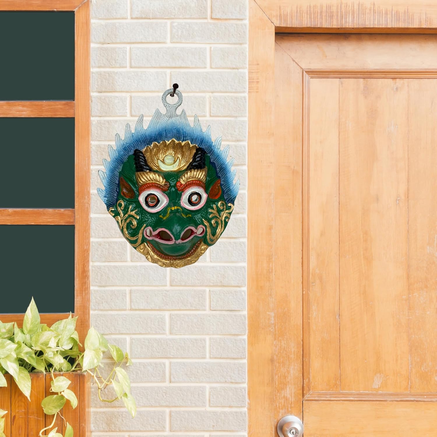 Salvus APP SOLUTIONS Metal Garuda Wall Hanging Nazar Battu/Evil Eye Protector for Home, Office and Shop (Green_6x5 Inches) - Image 8