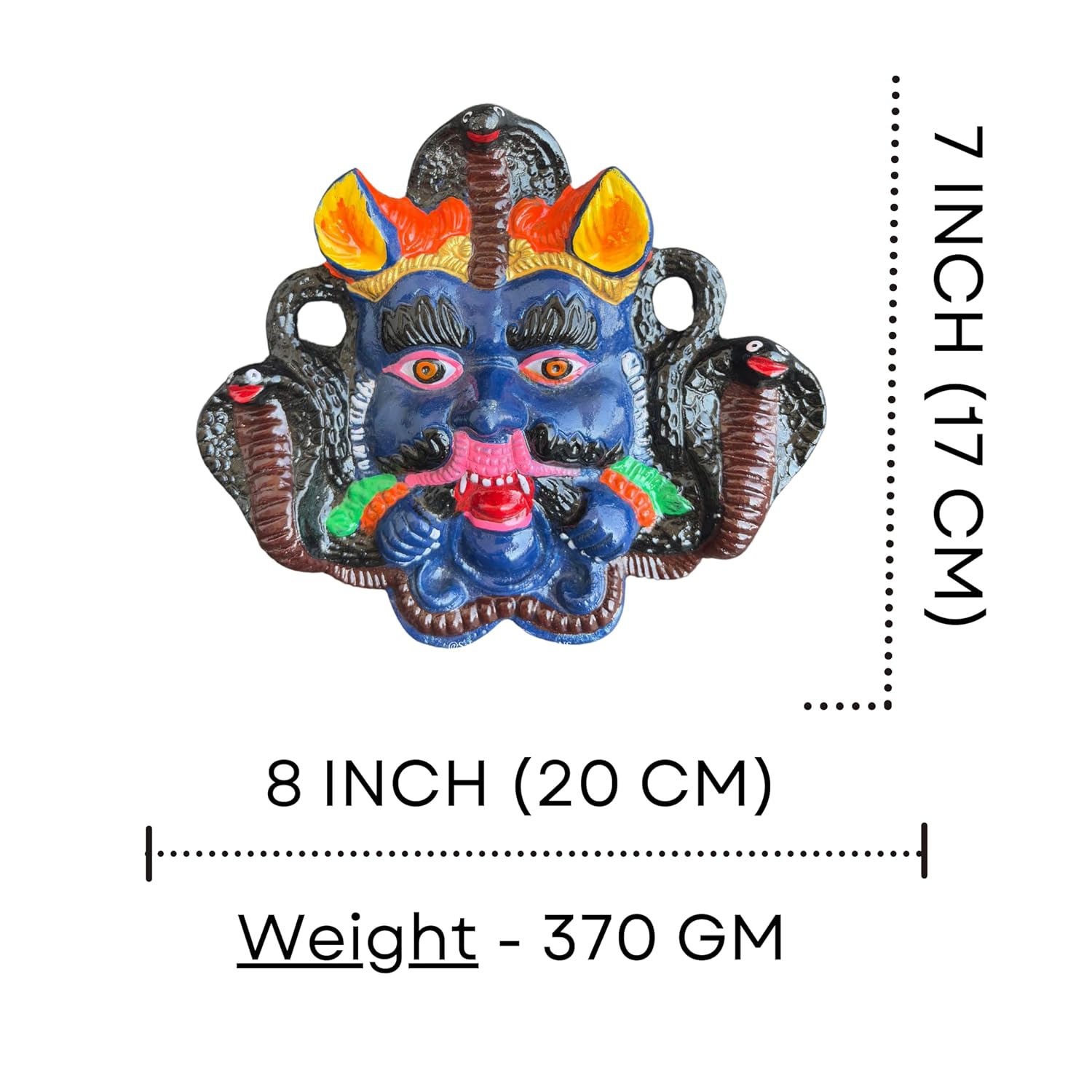 Salvus APP SOLUTIONS Nazar Battu-Mahakaal Metal Wall Hanging Face Mask Nazar Battu/Evil Eye Protector for Shops, Home, Office Decor (8x7 Inch) - Image 3