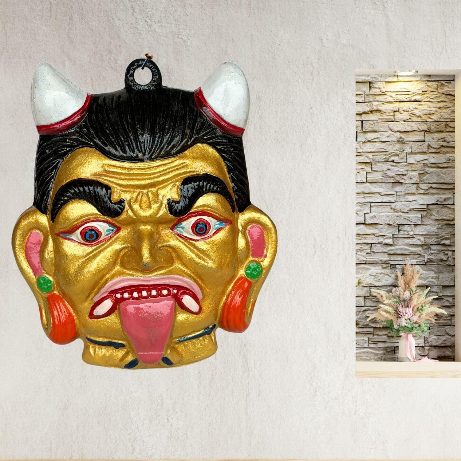 Salvus APP SOLUTIONS Metal Nazar Battu Wall Hanging Face Mask for Evil Eye Protection (Multicolour, Small) - Image 2