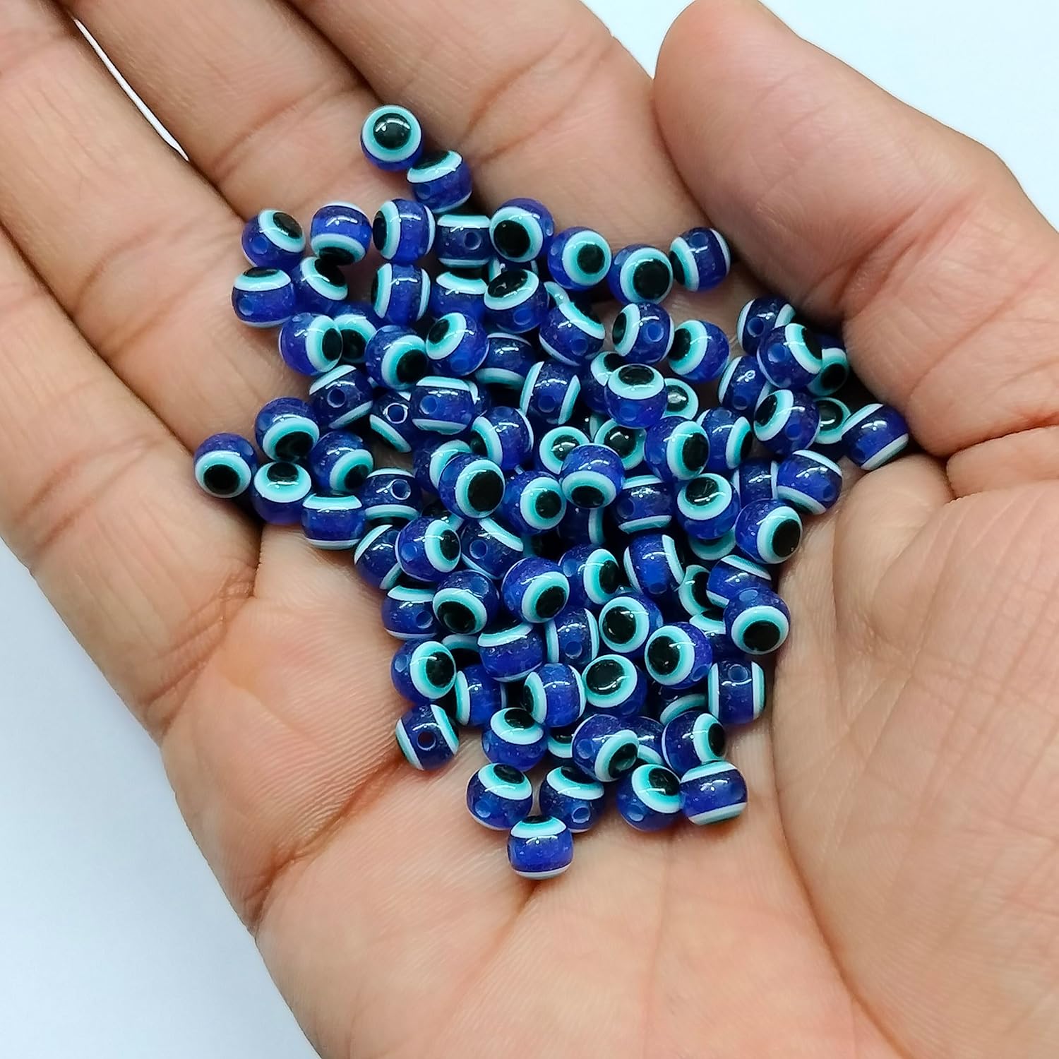 Jaipri Navy Blue Round Acrylic Nazar Evil Eye Beads for Jewellery Making, Bracelet, Necklace, DIY, Crafts Work (20 PCS, 5 mm) - Image 6