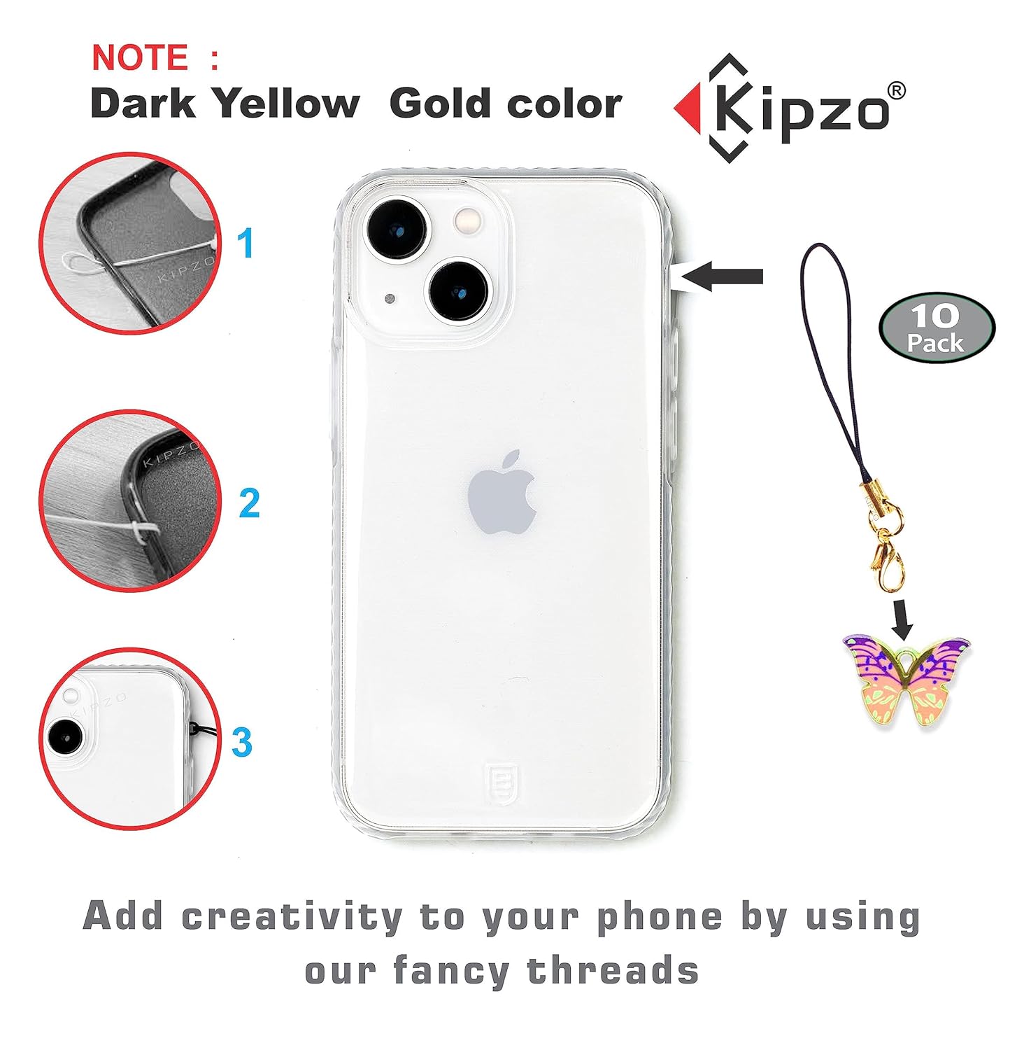 KIPZO® Black Pack of 10 pcs Phone Strap Charm lobster clasp for cell phone Cover keyring Pendrive Badge Holders Charm DIY Jewellery straps thread Ring with Hook smart round zip carry case pouch - Image 5