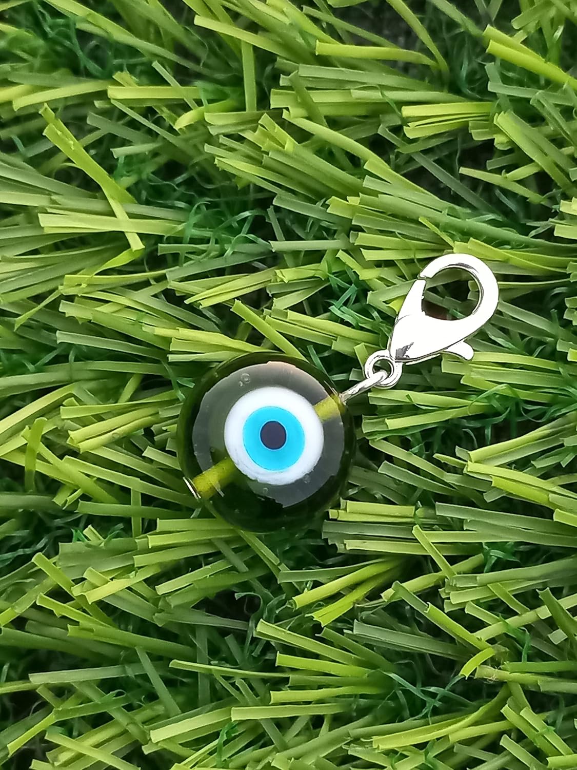 Evil eye charm, evil eye pendant charm, bag charm, purse charm, key charm, eye keyring, buggy charm, stroller charm, protection, nazar boncuk, dog tag, good luck evil eye charm (Trans Green) - Image 4