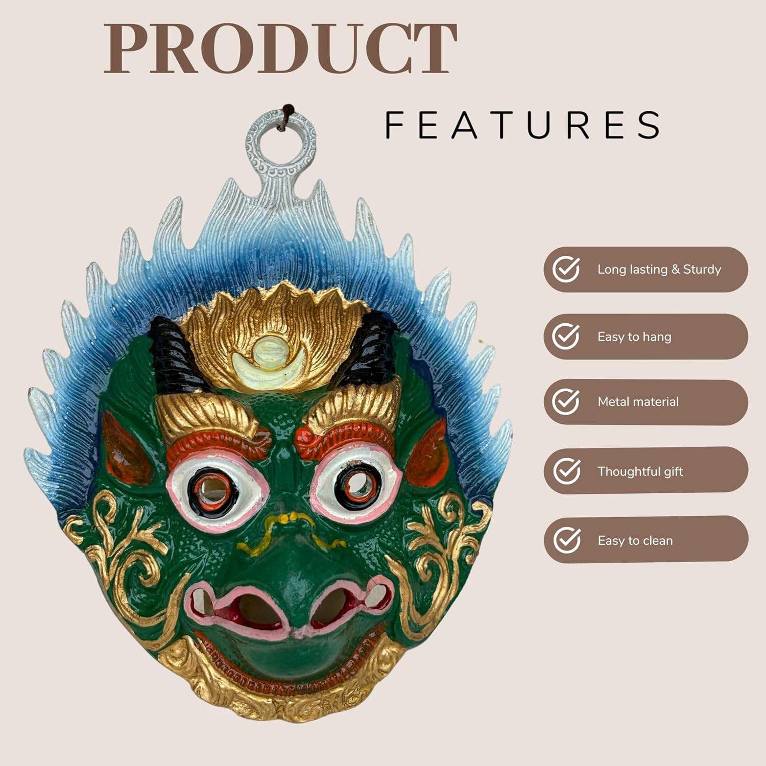 Salvus APP SOLUTIONS Metal Garuda Wall Hanging Nazar Battu/Evil Eye Protector for Home, Office and Shop (Green_6x5 Inches) - Image 4