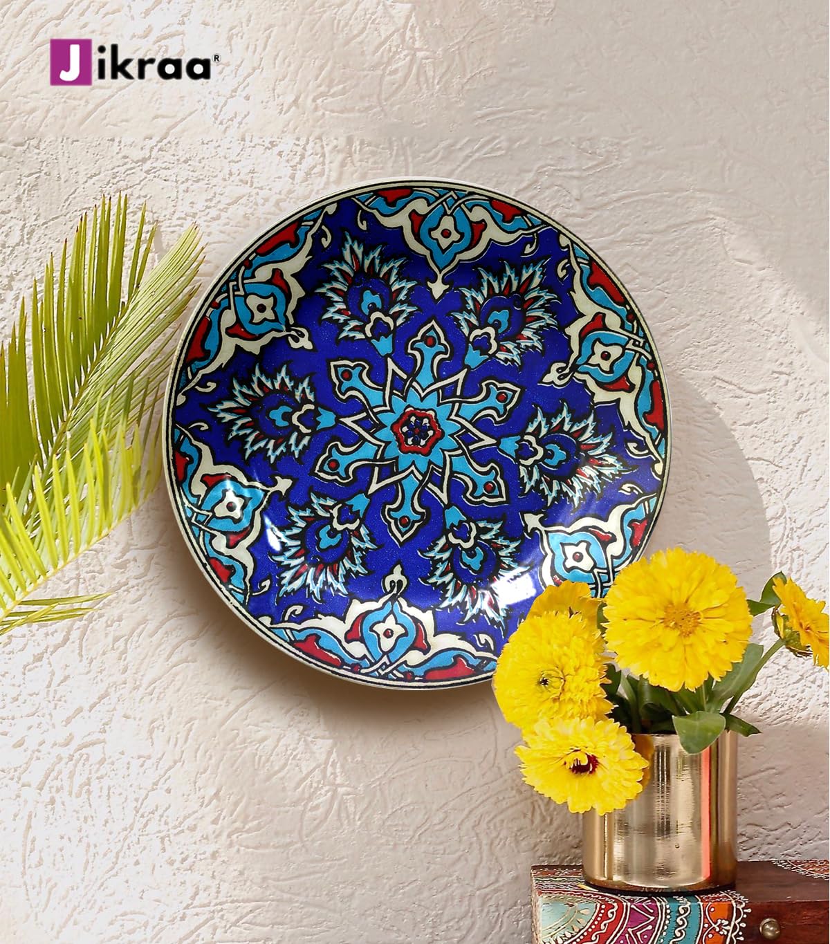 JIKRAA® Blue Turkish Ceramic Decorative Wall Plate | Wall Hanging | Decor for Living Room, Home, Office, Cafe, Restaurants and Hotel | Size-10 Inch - Image 3