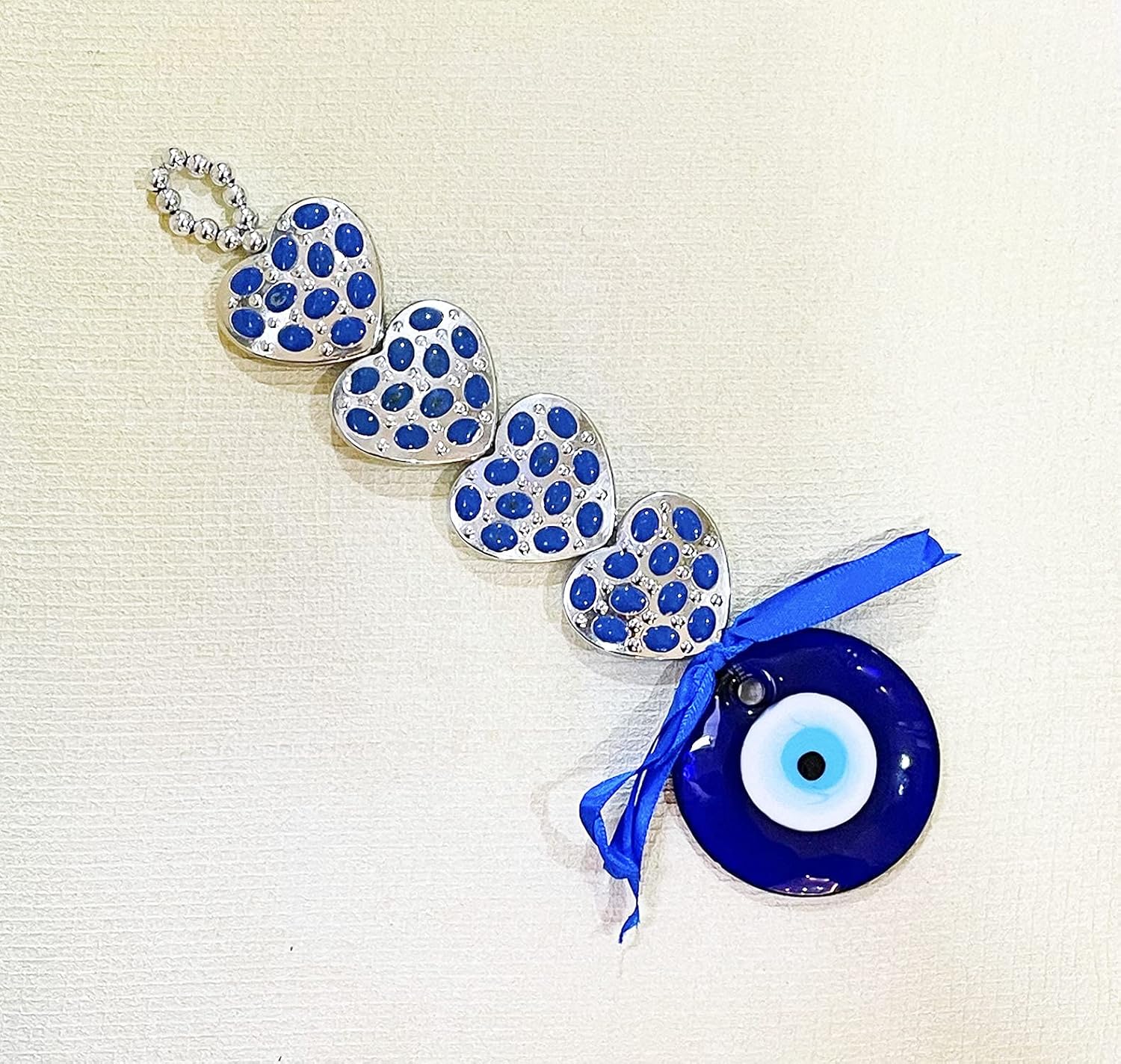Natchcart Decorative Blue Set of 1 Four Hearts Turkish Evil Eye Hanging for Home Protection, Good Luck Charm and Prosperity, Interior Wall Hanging Showpiece (FS-2628 Evil Eye) - Image 4