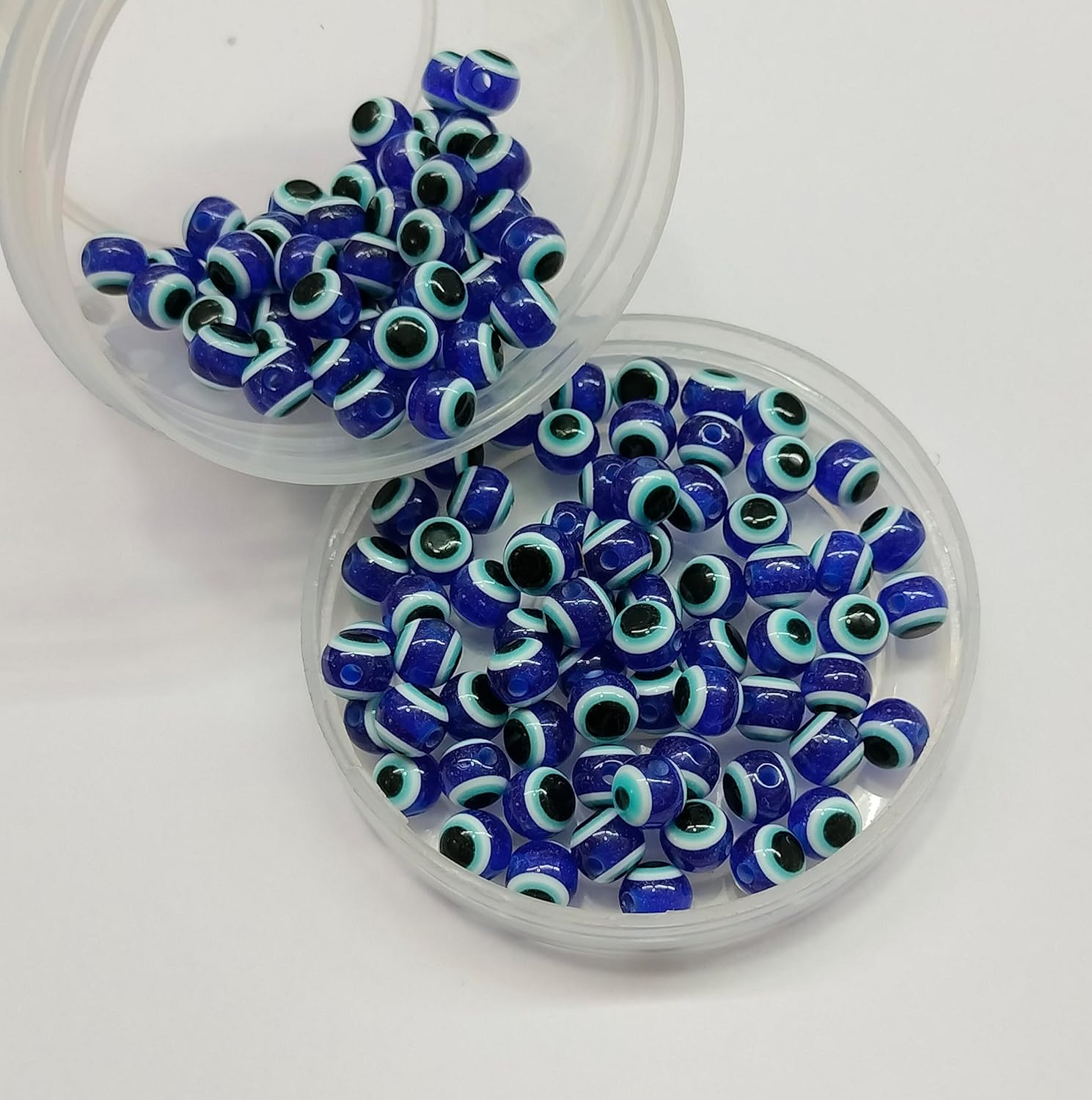 Jaipri Navy Blue Round Acrylic Nazar Evil Eye Beads for Jewellery Making, Bracelet, Necklace, DIY, Crafts Work (20 PCS, 5 mm) - Image 4