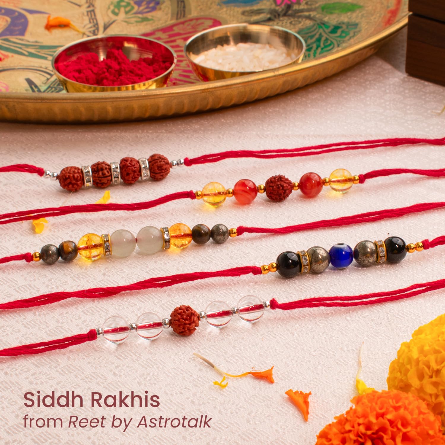 Astrotalk Siddh Raj Yog Rakhi for Brother Combo | Blessed & Energised Pyrite, Evil Eye & Black Obsidian Crystals | Rakhi Gift for Brother with Roli-Chawal | For Wealth & Protection - Image 7