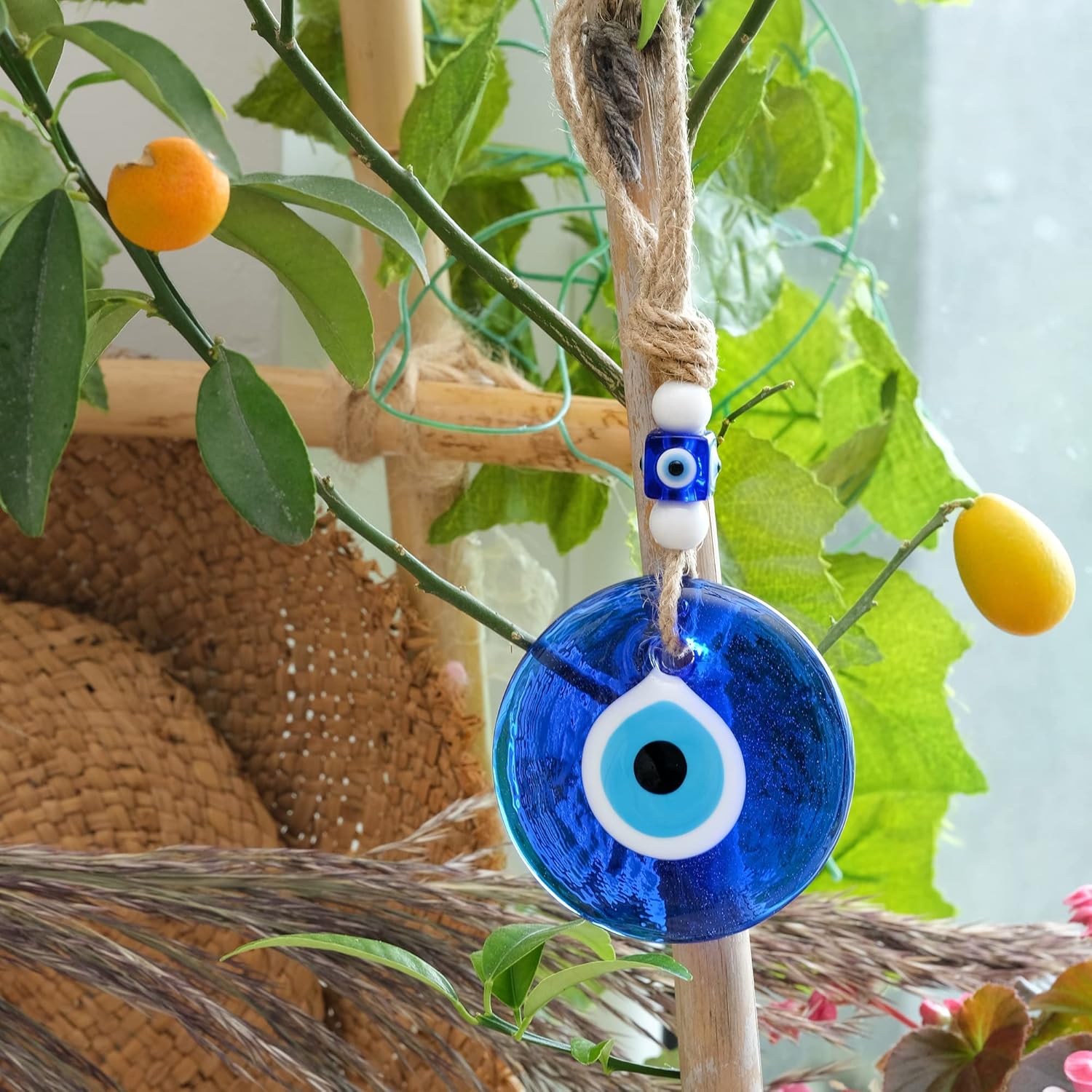 BCS Blue Evil Eye Decor Home Wall Hanging 3.5" Glass Handmade Turkish Nazar Amulet Good Luck and Protection Charm - Image 9