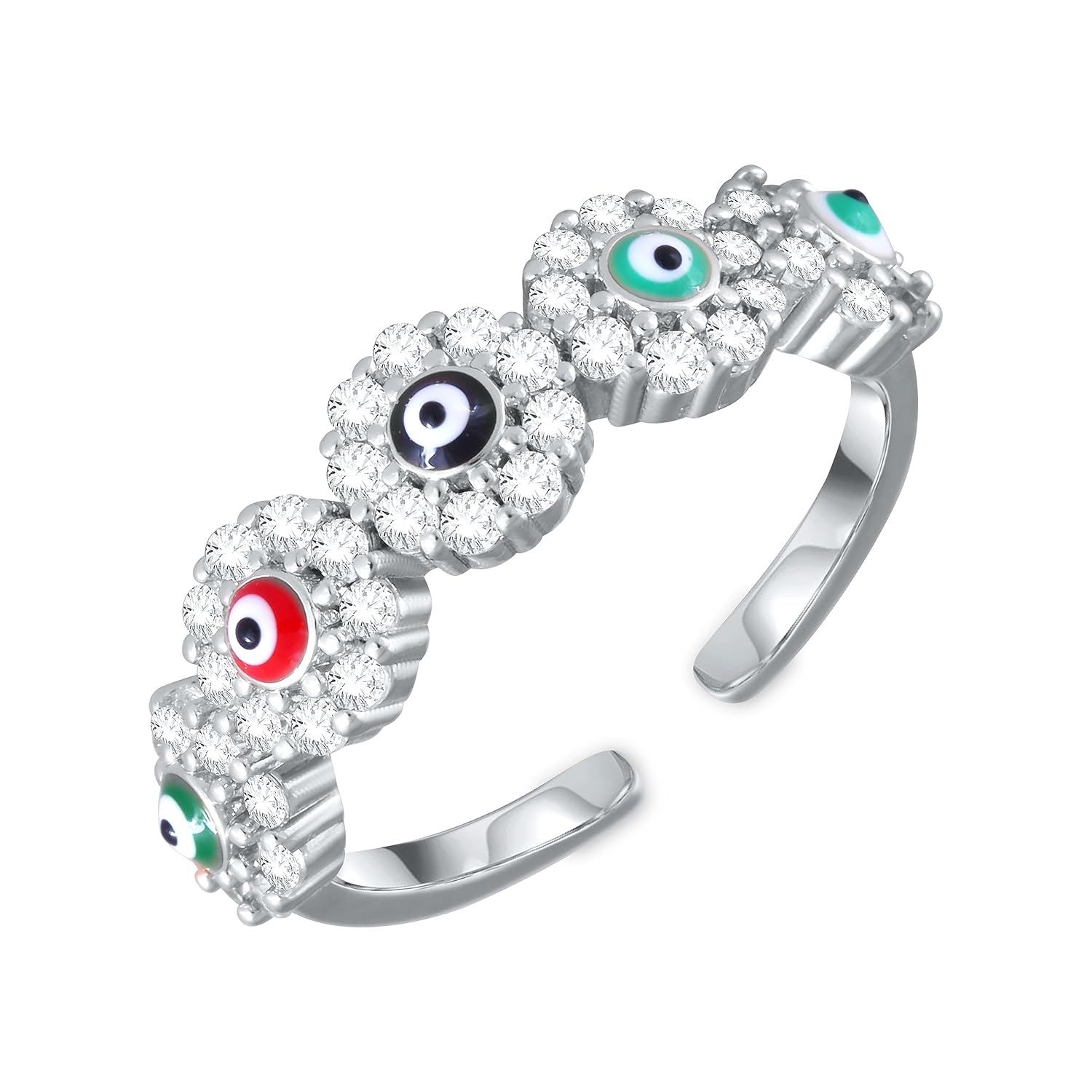 AMAAL Rings for women girls girlfriend ladies wife sister Evil eye ring Silver ring Butterfly ring silver stylish engagement wedding Adjustable promise propose American diamond Finger Ring set ad A884 - Image 2