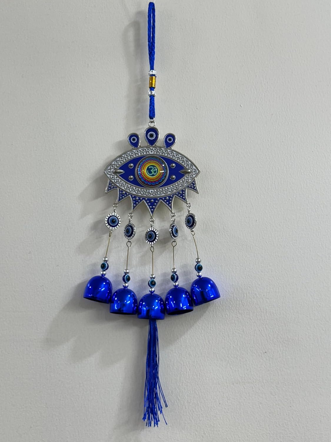Blue Glass Beads Evil Eye Wall Hanging – 30 cm | Handmade Protection Amulet for Home & Office | Turkish Nazar Hanging for Positive Energy & Good Luck | Spiritual Decor Gift - Image 3