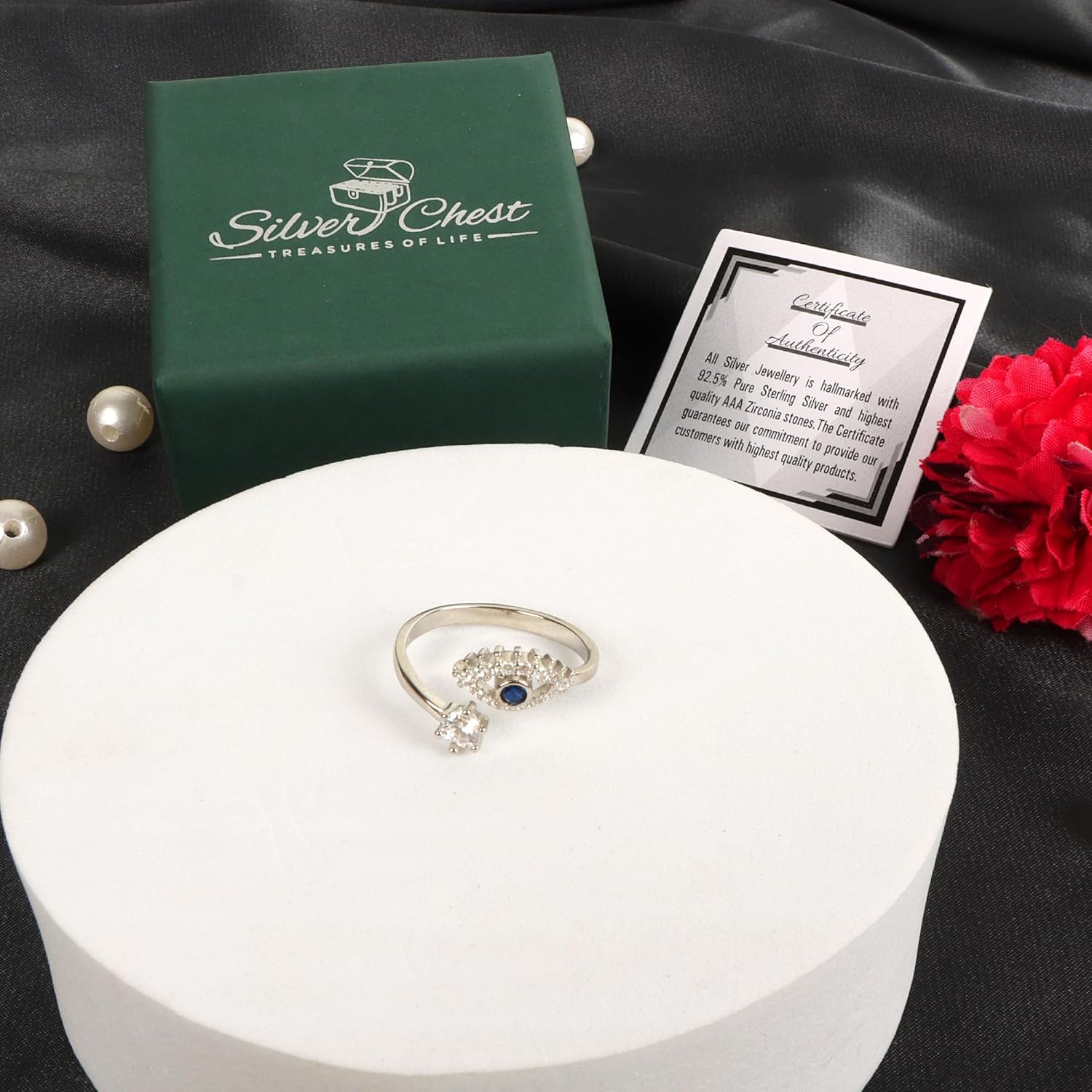 Silver Chest 925 Sterling Silver Ring for Women & Girls | Featuring Cubic Zirconia | Authenticity Certified | Elegant design perfect for any occasion a timeless addition to your jewelry collectio - Image 3
