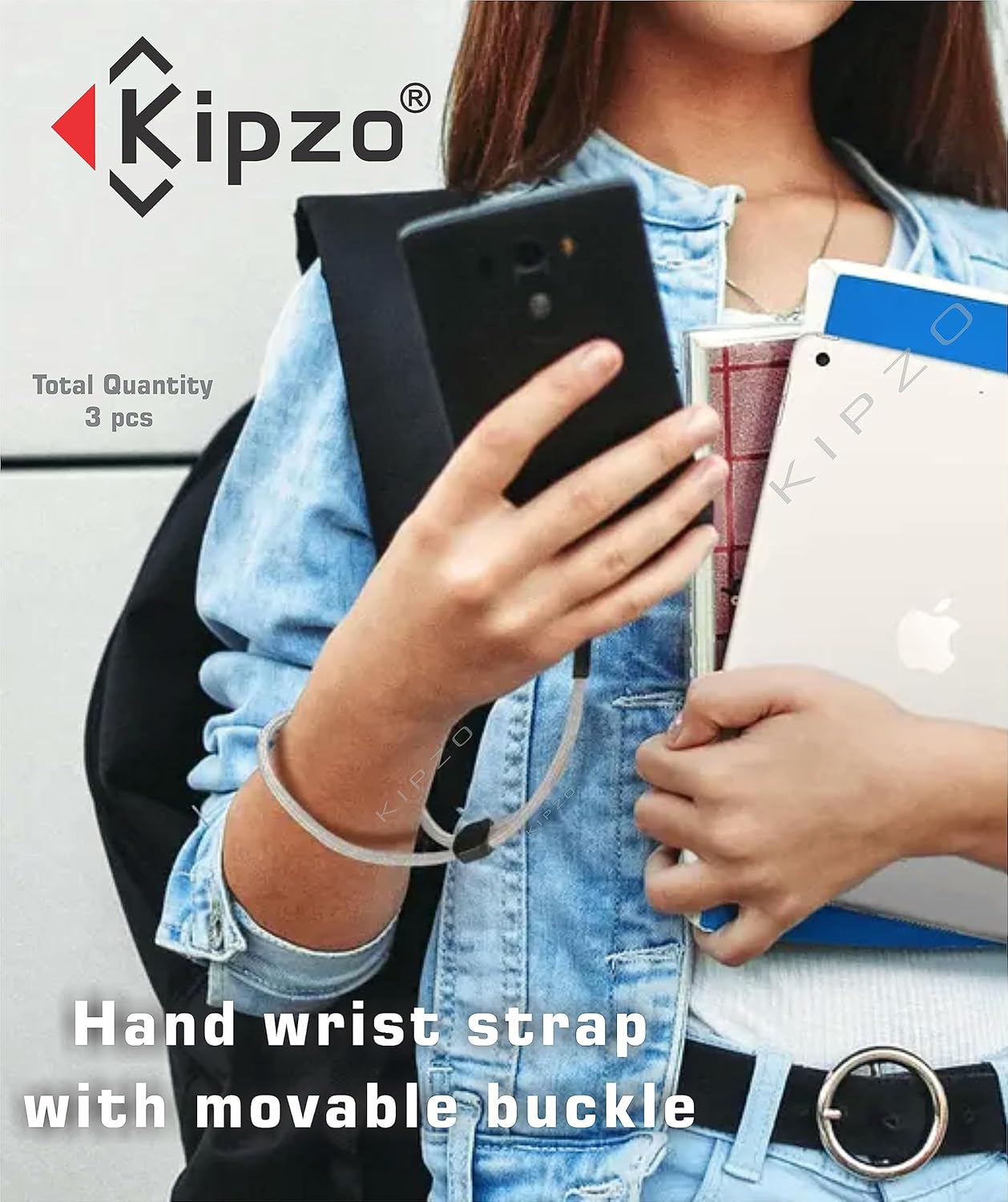 KIPZO® Pack of 3 Grey hand Wrist Lanyards Adjustable strap holder for cell phone Cover case key ring Pen drive Charm grip DIY string cord thread nylon rope charms Wristlet for camera bags speaker - Image 3